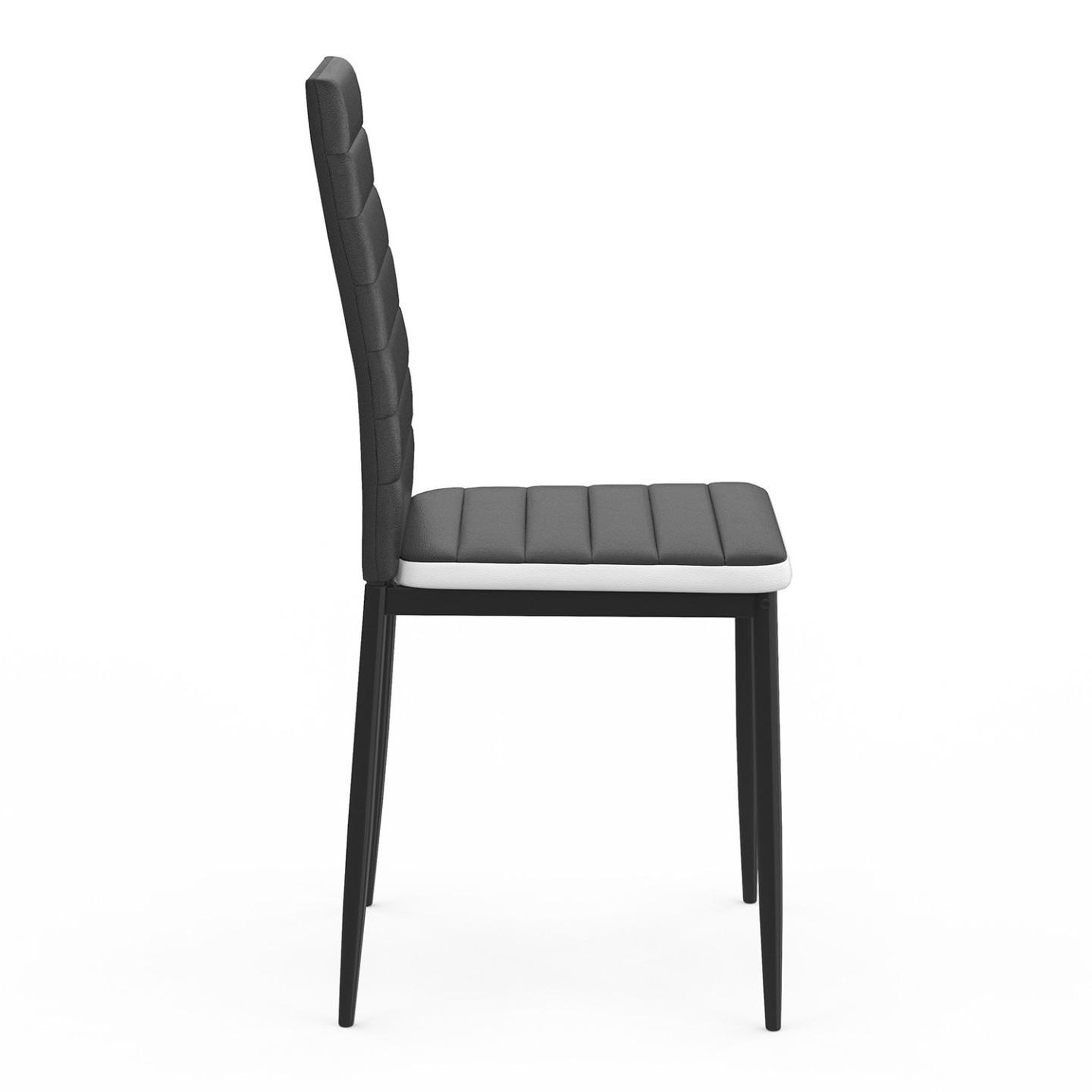 Voir la diapositive 4 : ID MARKET Lot de 4 chaises romane noires bandeau blanc pour salle à manger