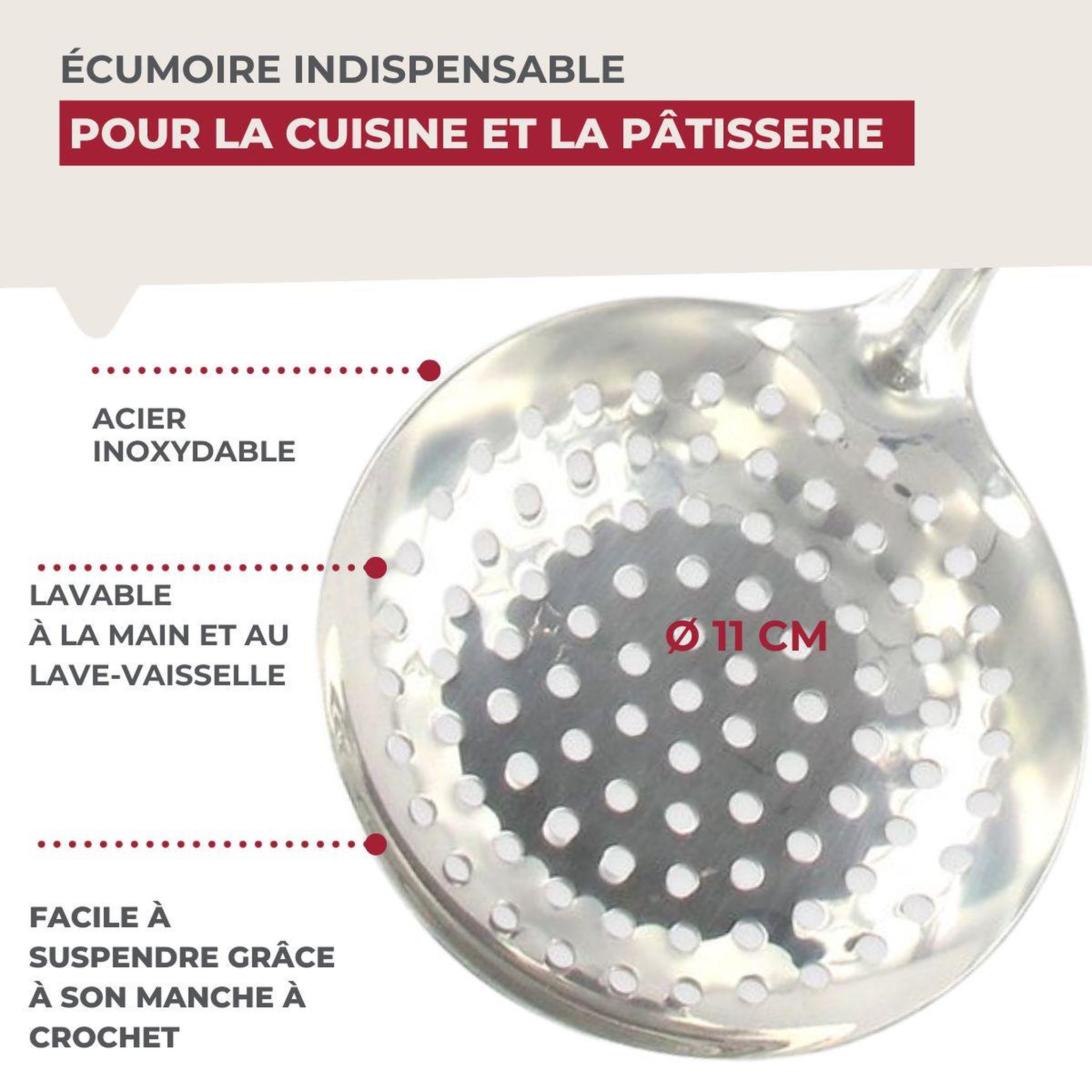Voir la diapositive 4 : Fackelmann Ecumoire inox 32 cm fackelmann oxford
