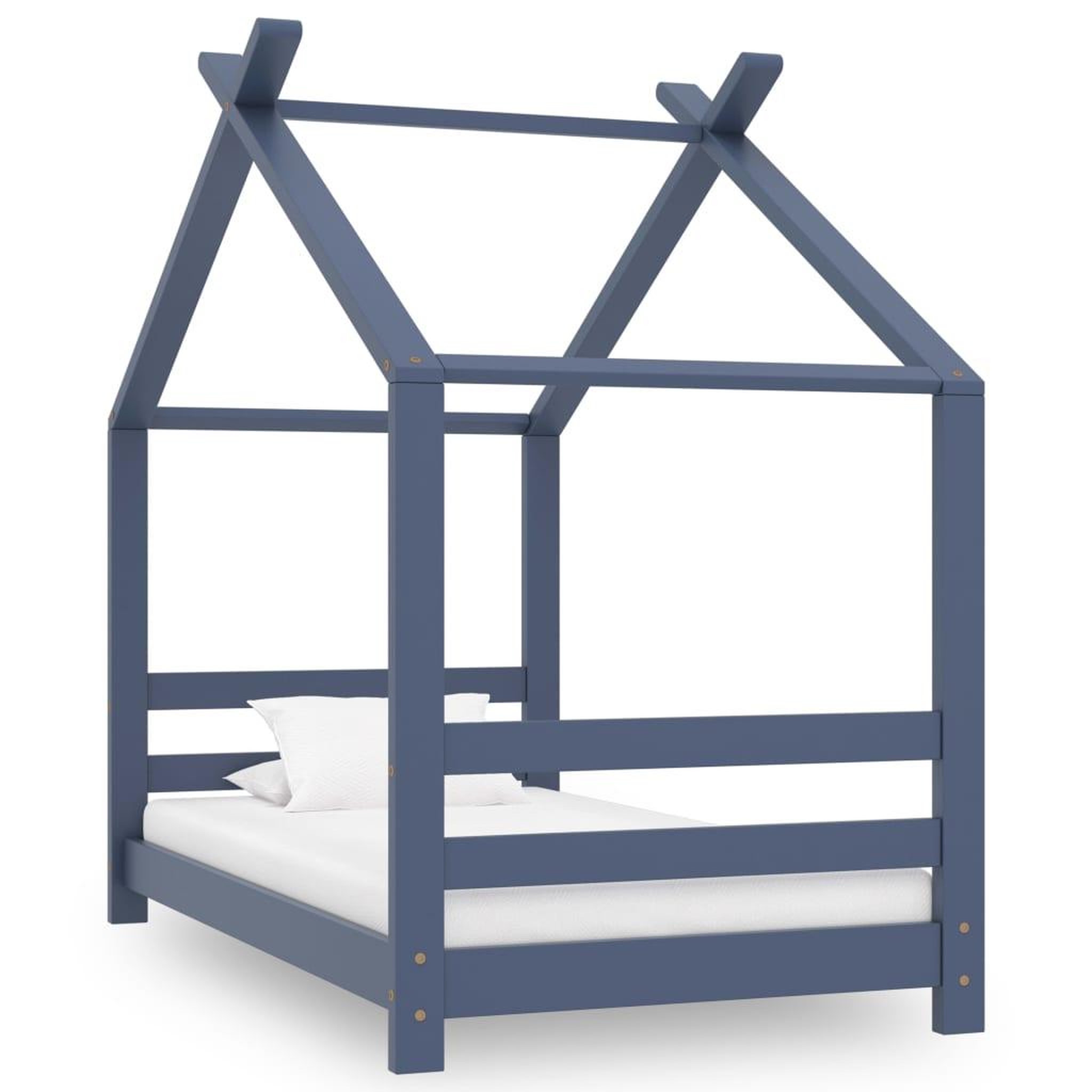 VIDAXL Cadre de lit d'enfant Gris Bois de pin massif 70x140 cm
