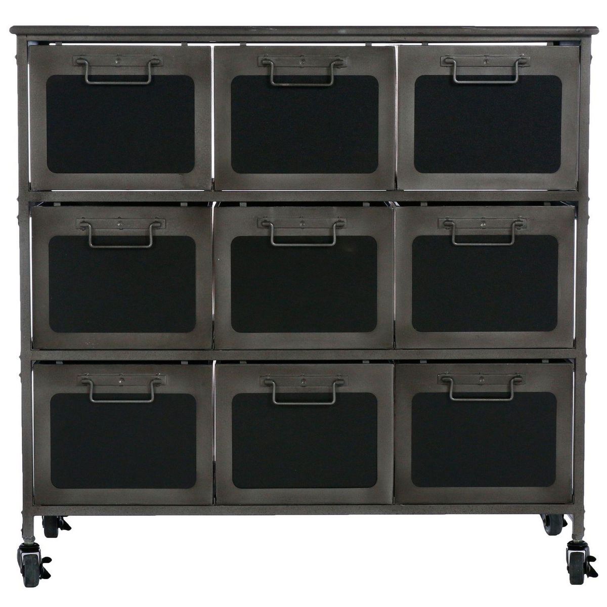 ATMOSPHERA Commode en métal indus Zaret - L. 89 x H. 86 cm - Noir