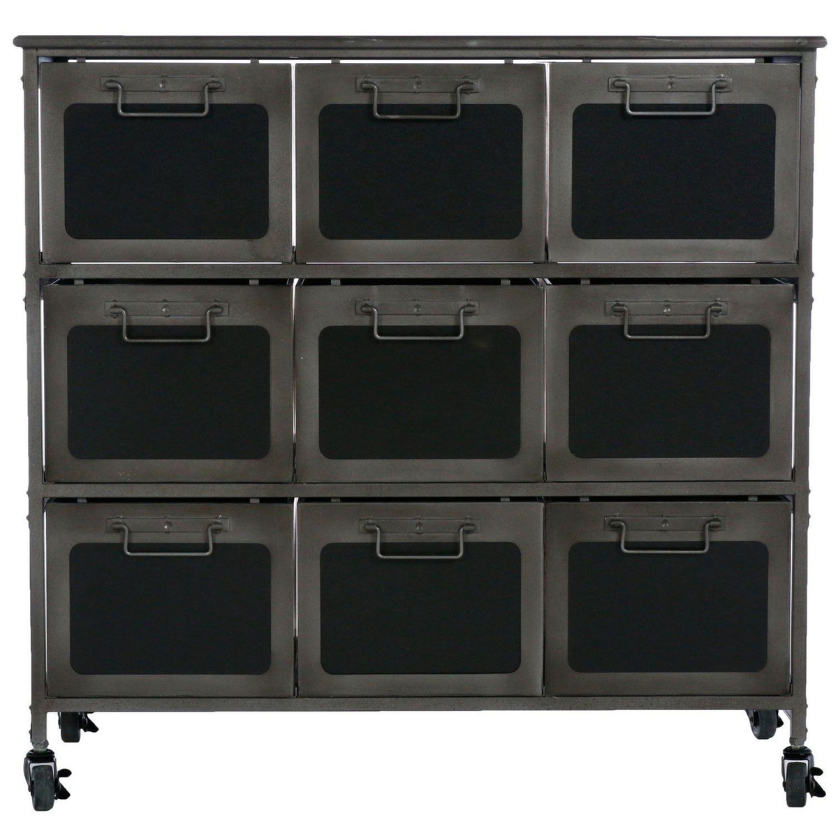 ATMOSPHERA Commode en métal indus Zaret - L. 89 x H. 86 cm - Noir