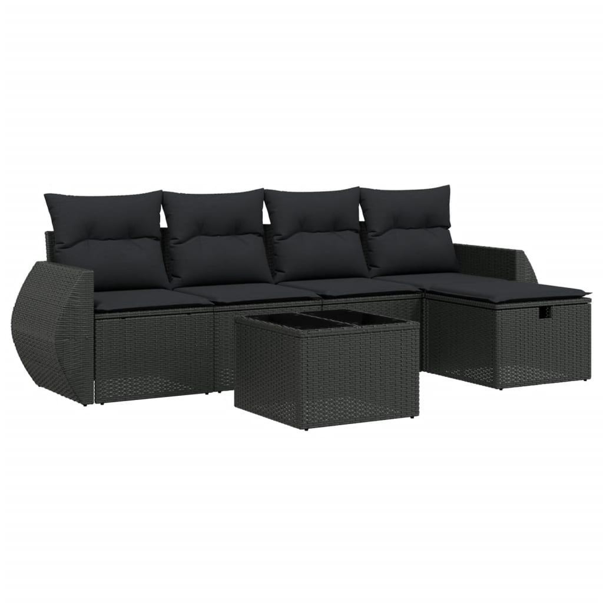 Voir la diapositive 2 : VIDAXL Salon de jardin 6 pcs avec coussins noir resine tressee