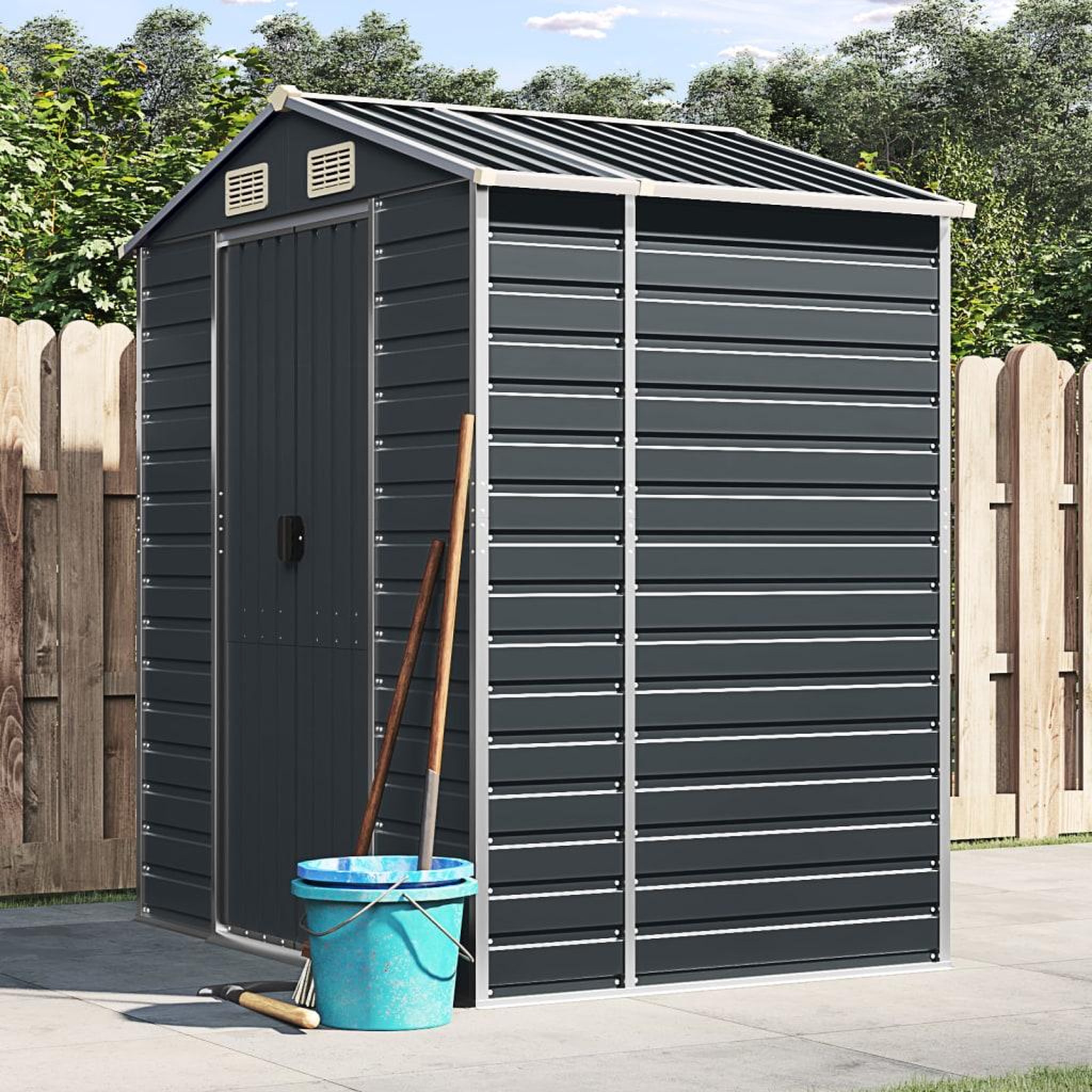 VIDAXL Abri de jardin anthracite 191x130x198 cm acier galvanise