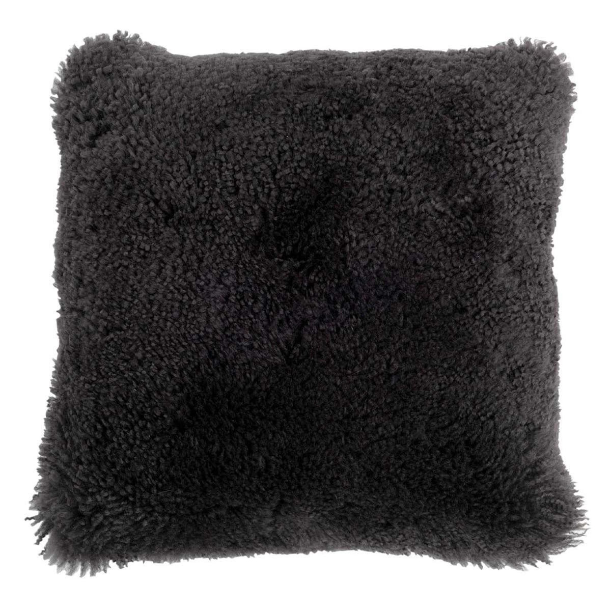 Paris Prix Coussin Déco  Peau de Mouton  40x40cm Gris Foncé