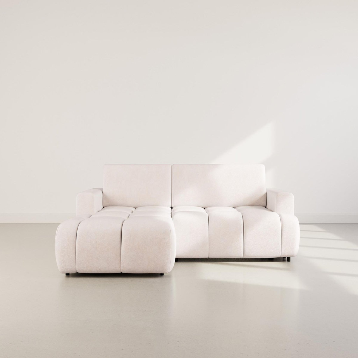 BEST MOBILIER Leonie - canapé d'angle gauche 4 places convertible avec coffre en velours texturé