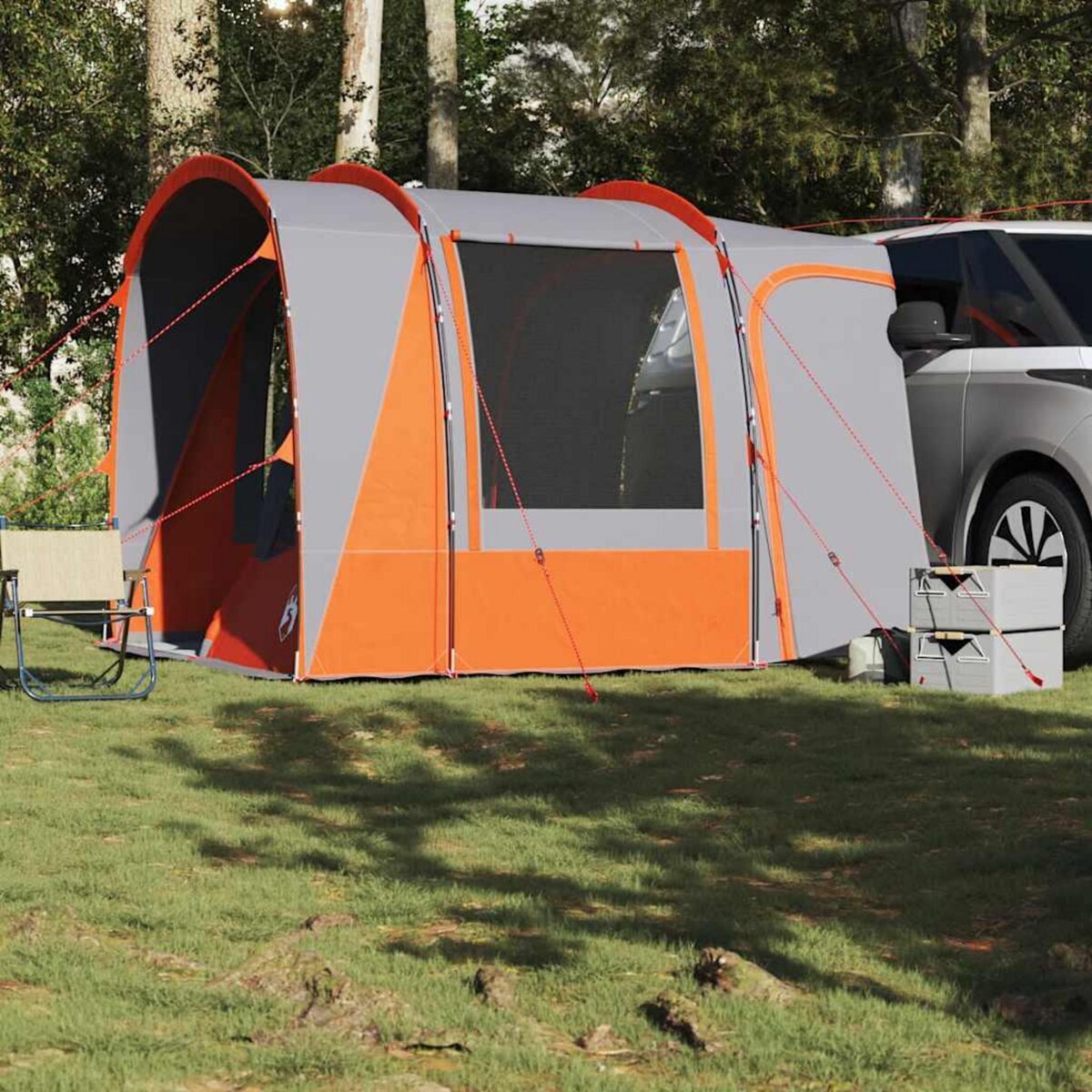 VIDAXL Tente de voiture 4 personnes gris et orange impermeable