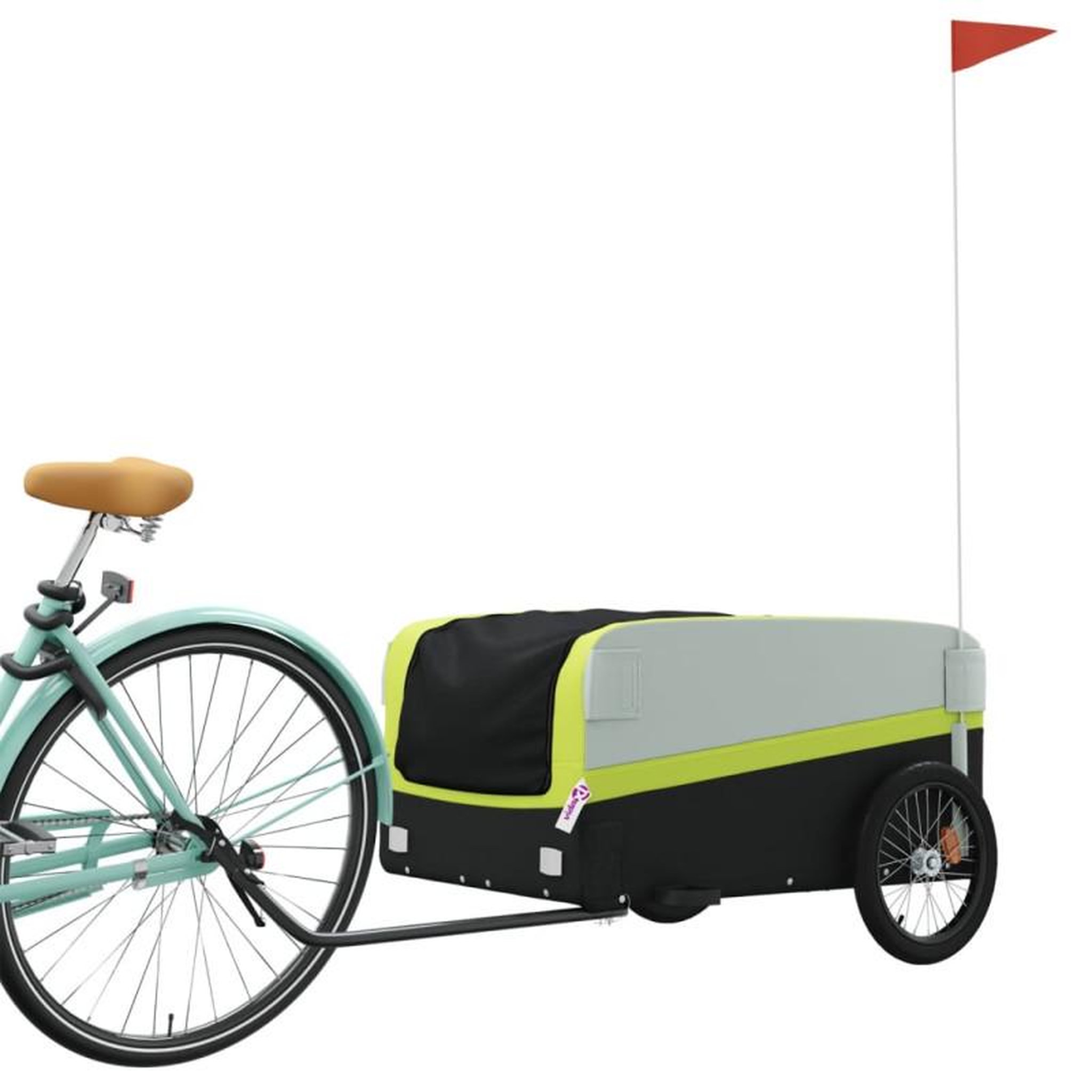 Voir la diapositive 3 : VIDAXL Remorque de vélo noir et vert 45 kg fer
