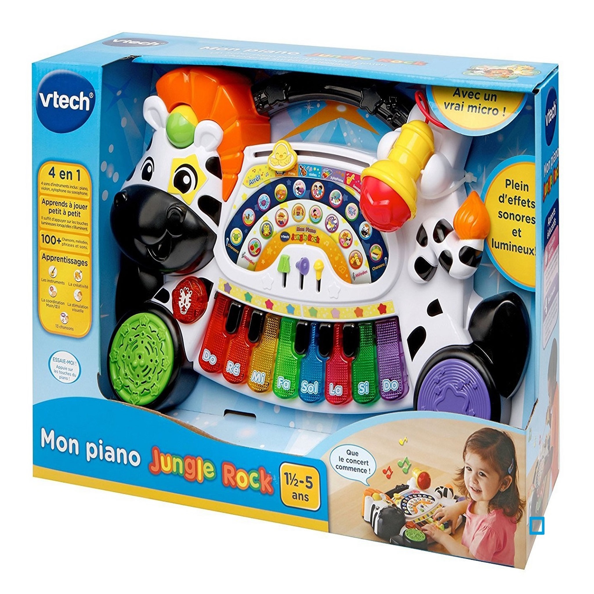 Voir la diapositive 2 : VTECH Mon piano zèbre jungle rock interactif 