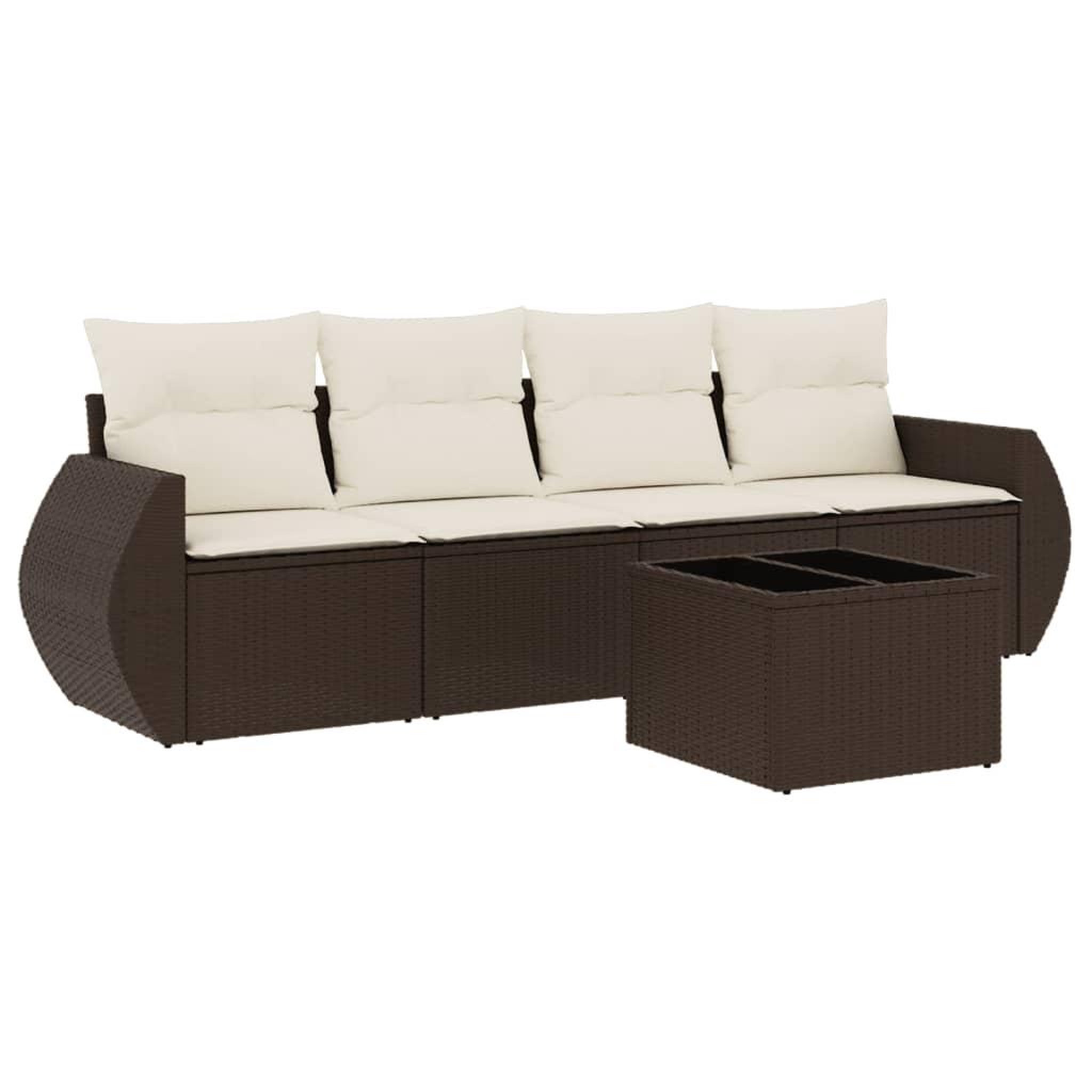 Voir la diapositive 2 : VIDAXL Salon de jardin avec coussins 5 pcs marron resine tressee