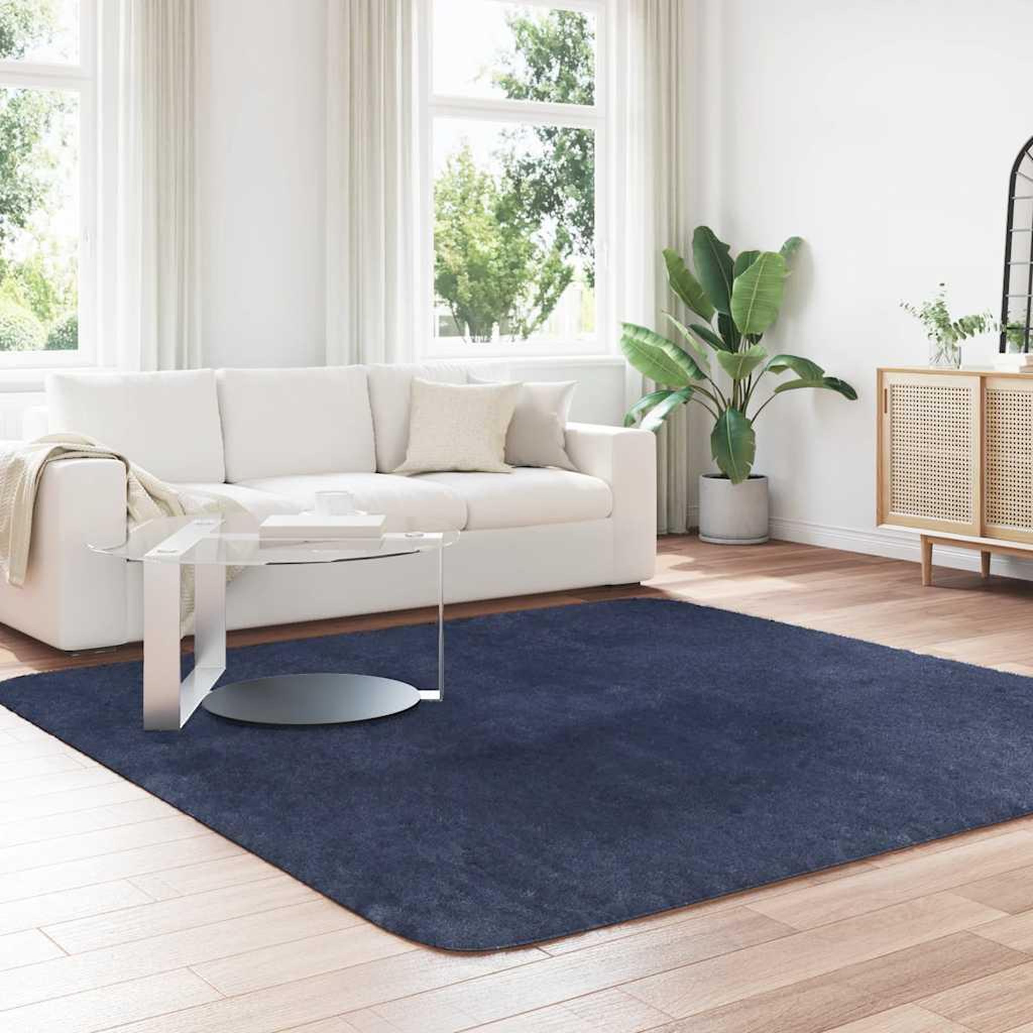 Voir la diapositive 3 : VIDAXL Tapis shaggy a poils longs NAVARRA bleu marine 240x240 cm