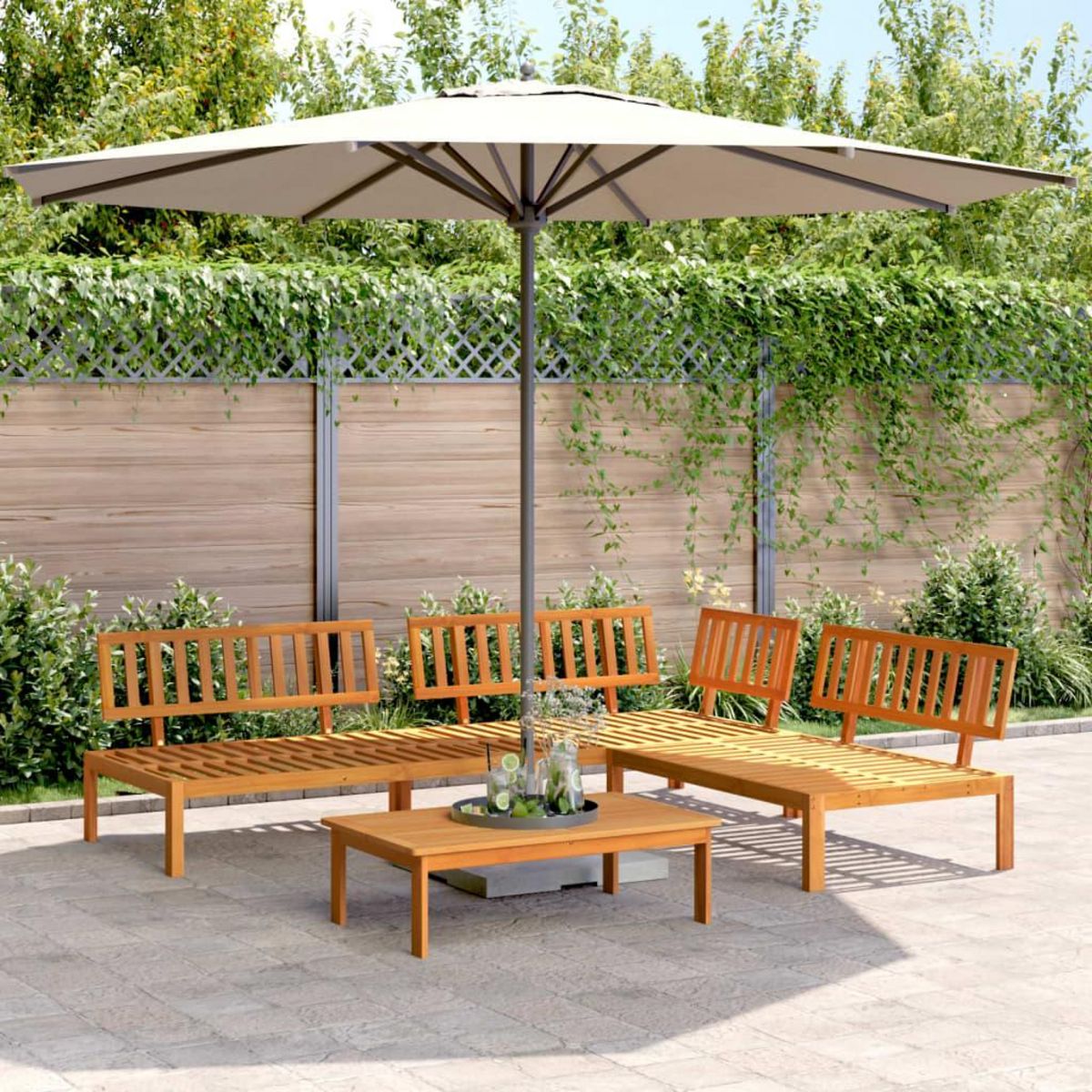 VIDAXL Salon palette de jardin 4 pcs bois d'acacia massif