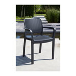 Keter Lots de 6 Fauteuils monoblocs coloris graphite - empilables en resine de synthese - imitation rotin tresse - ALLIBERT BY KETER -
