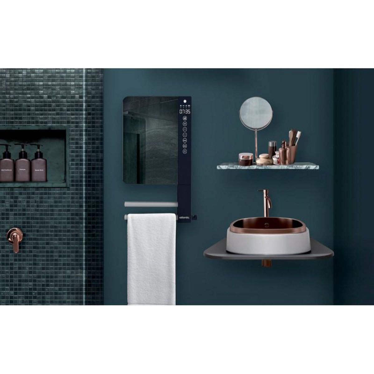 Atlantic Radiateur sèche serviettes électrique 1800W TELIA soufflant blanc ATLANTIC 720109