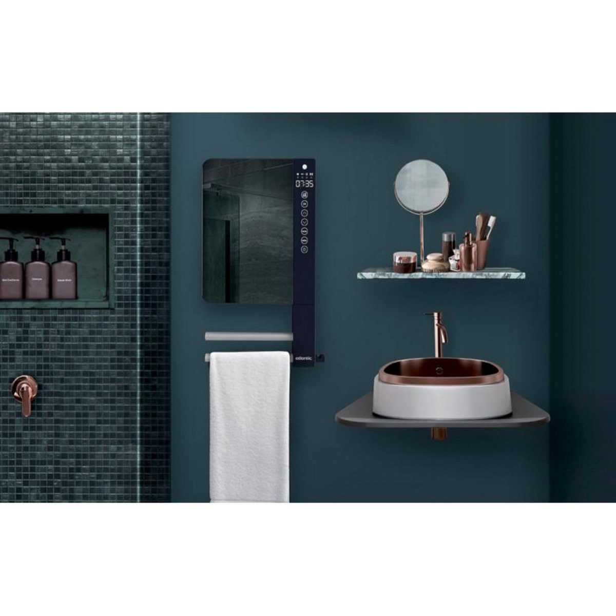 Atlantic Radiateur sèche serviettes électrique 1800W TELIA soufflant blanc ATLANTIC 720109