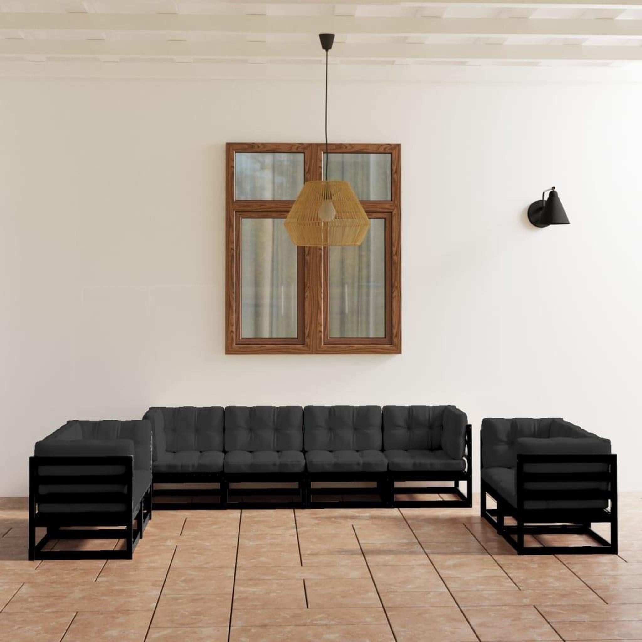 Voir la diapositive 1 : VIDAXL Salon de jardin 8 pcs avec coussins Bois de pin massif