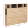 Voir la diapositive 5 : ID MARKET Tête de lit sur pied CLEO 145 cm avec rangements fermés et niches façon hêtre et noir