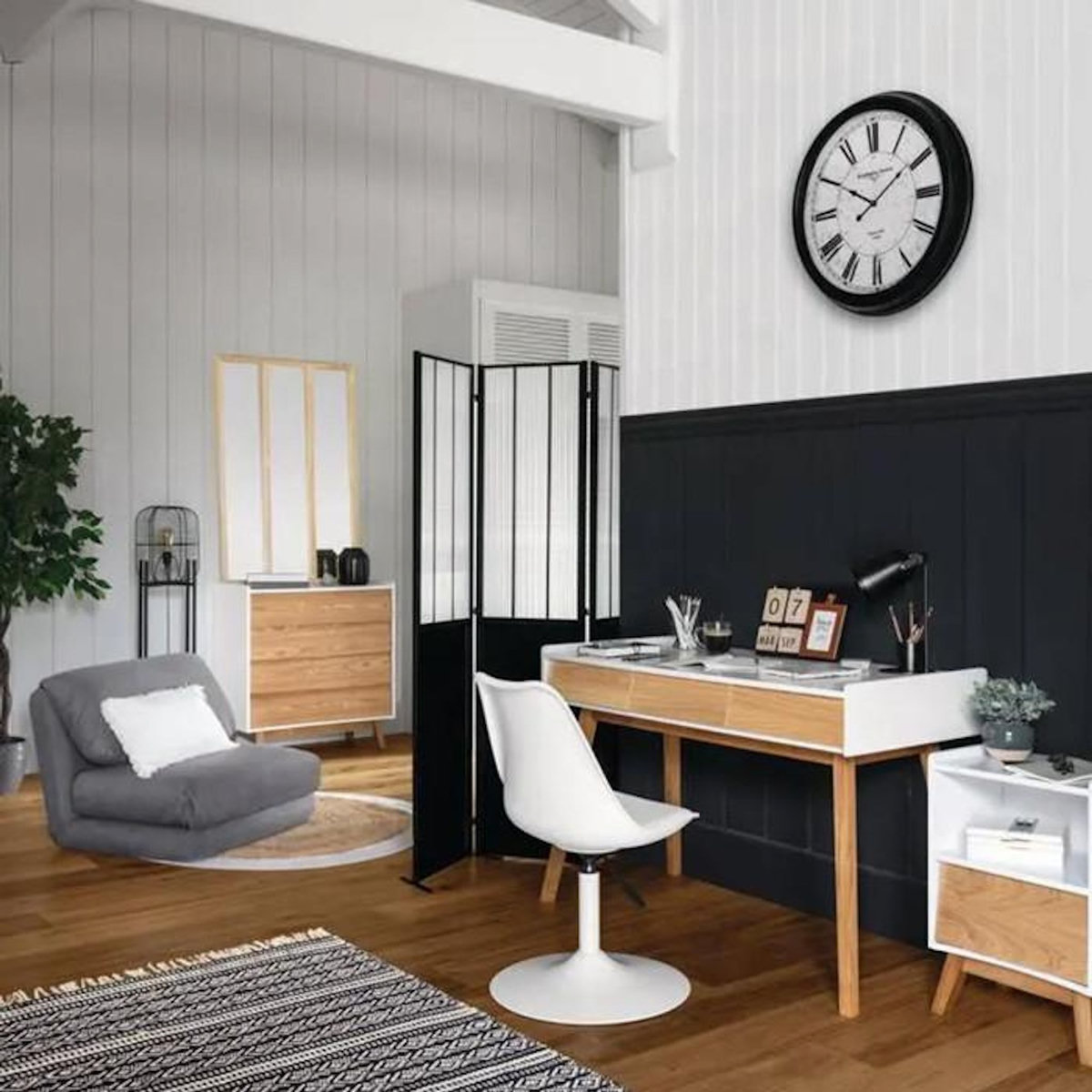 ATMOSPHERA Paravent Design en Verre  Arme  121x170cm Noir