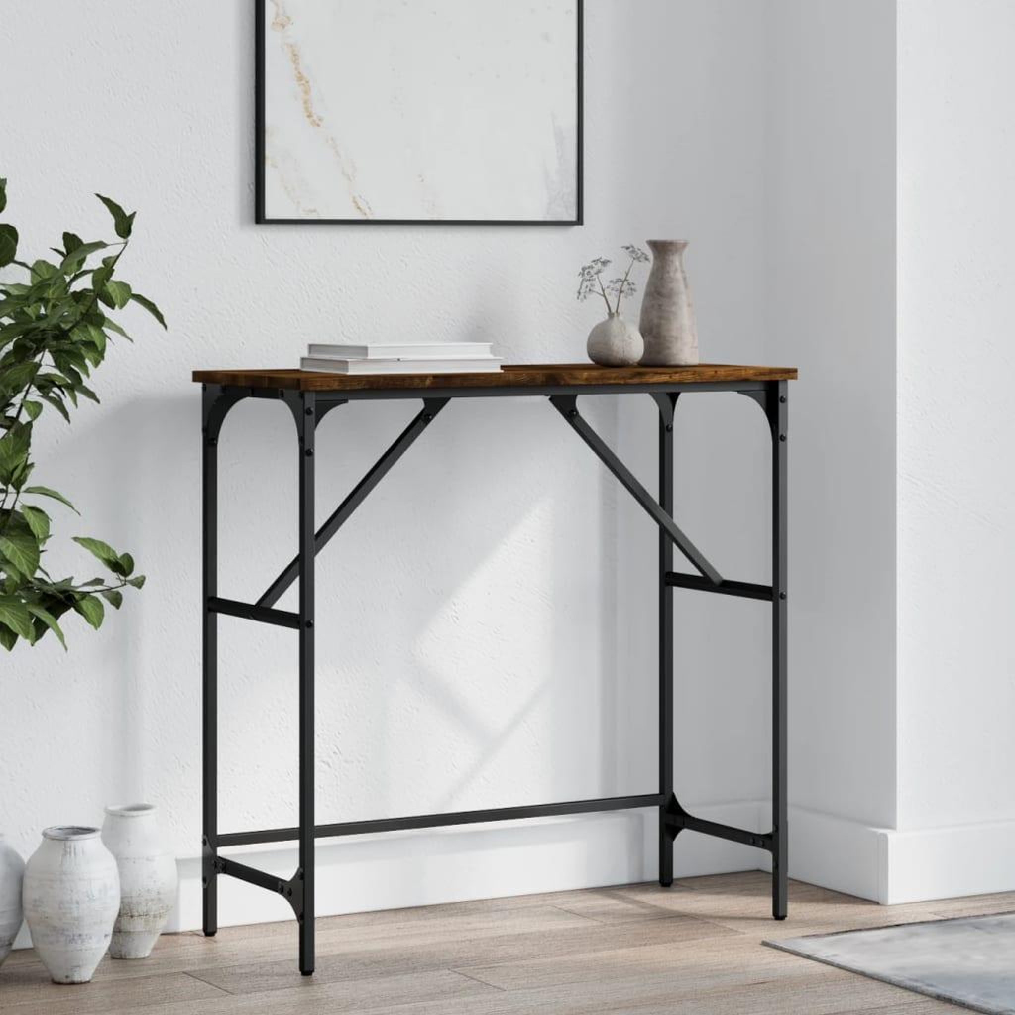 Voir la diapositive 1 : VIDAXL Table console chene fume 75x32x75 cm bois d'ingenierie