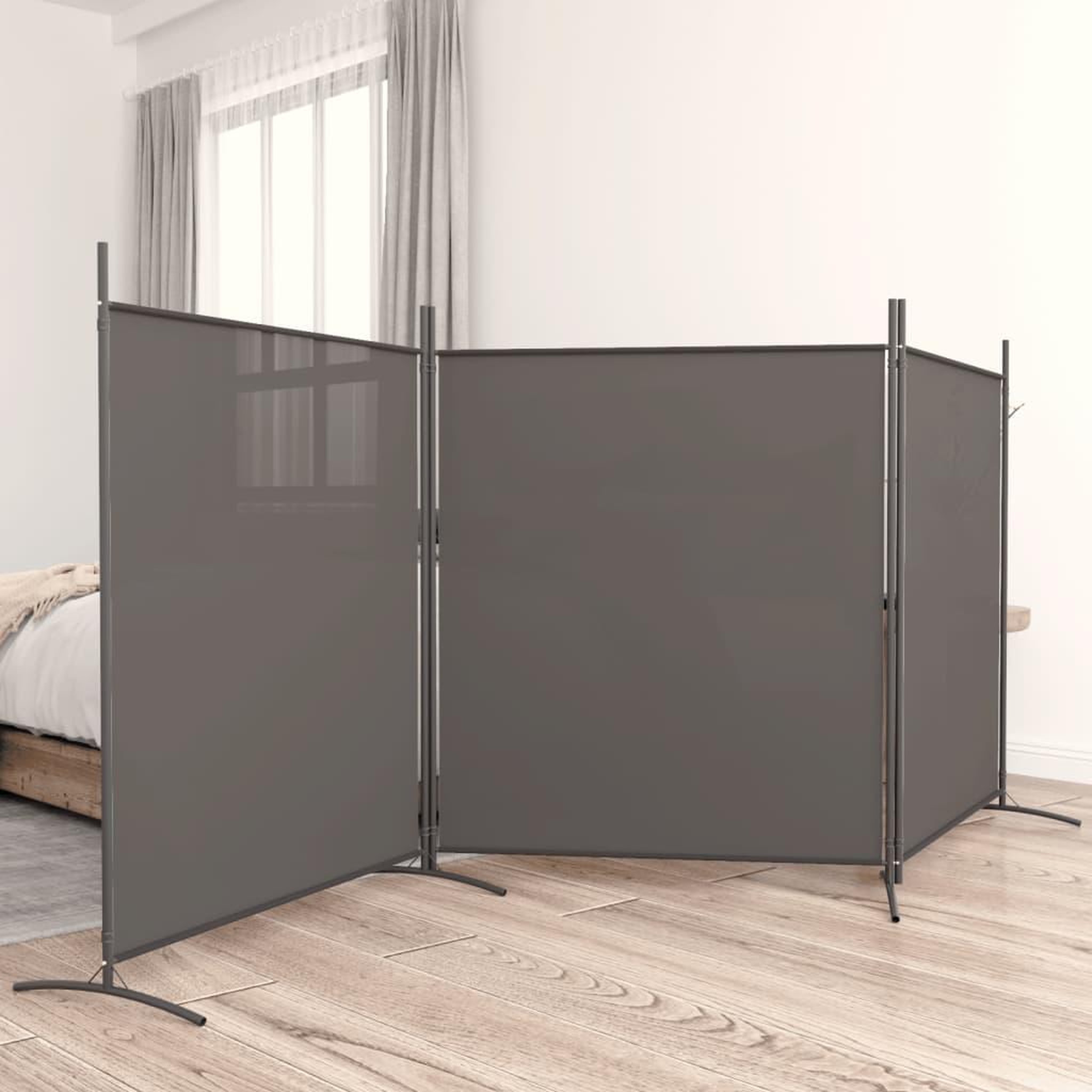 Voir la diapositive 1 : VIDAXL Cloison de separation 3 panneaux Anthracite 525x180 cm Tissu