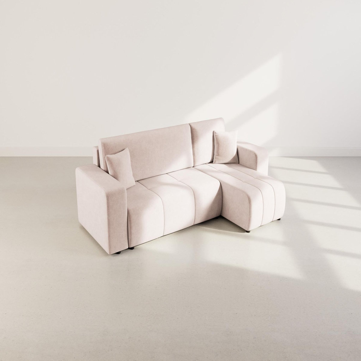 BEST MOBILIER Nicole - canapé d'angle réversible 4 places convertible avec coffre en tissu