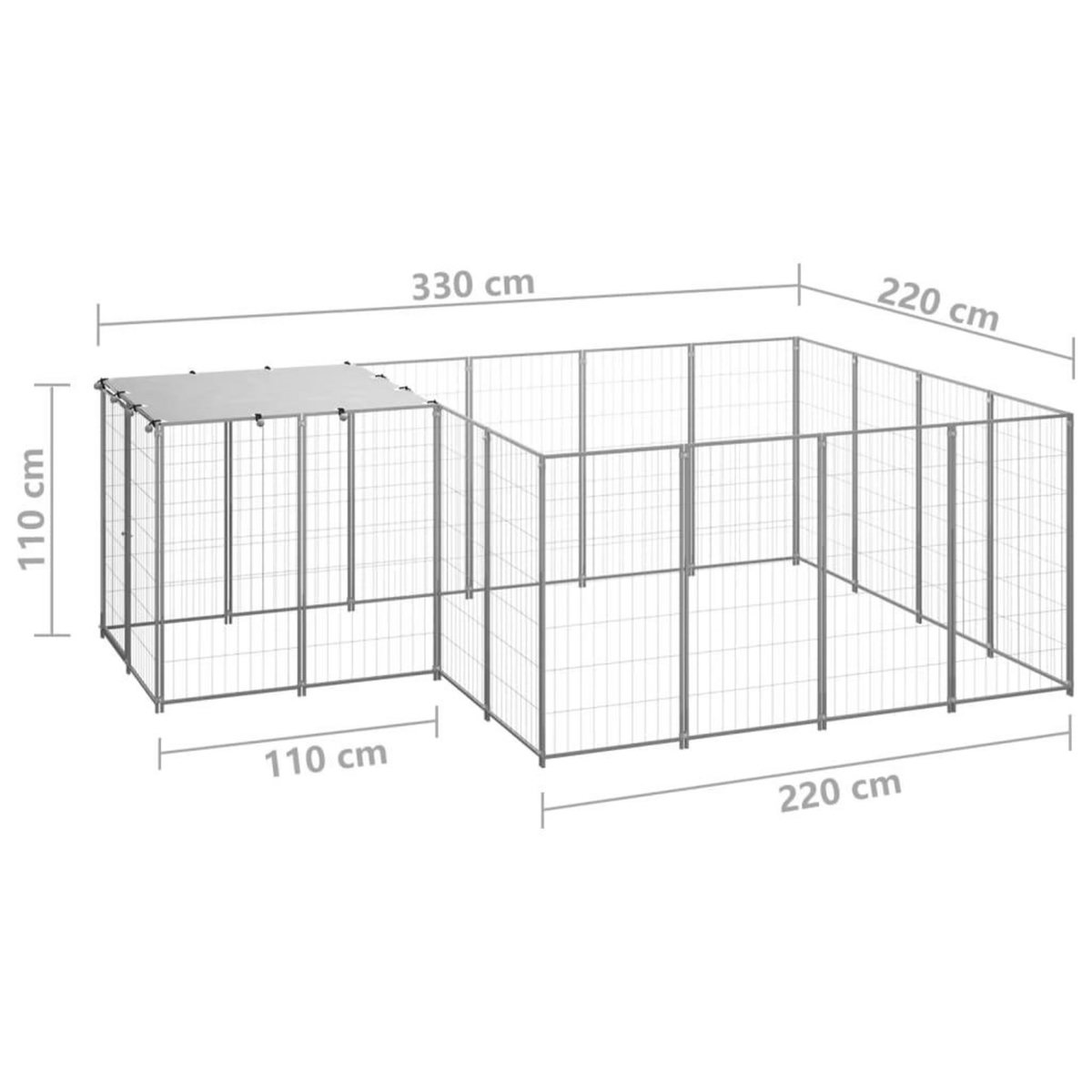 VIDAXL Chenil Argente 6,05 m^2 Acier