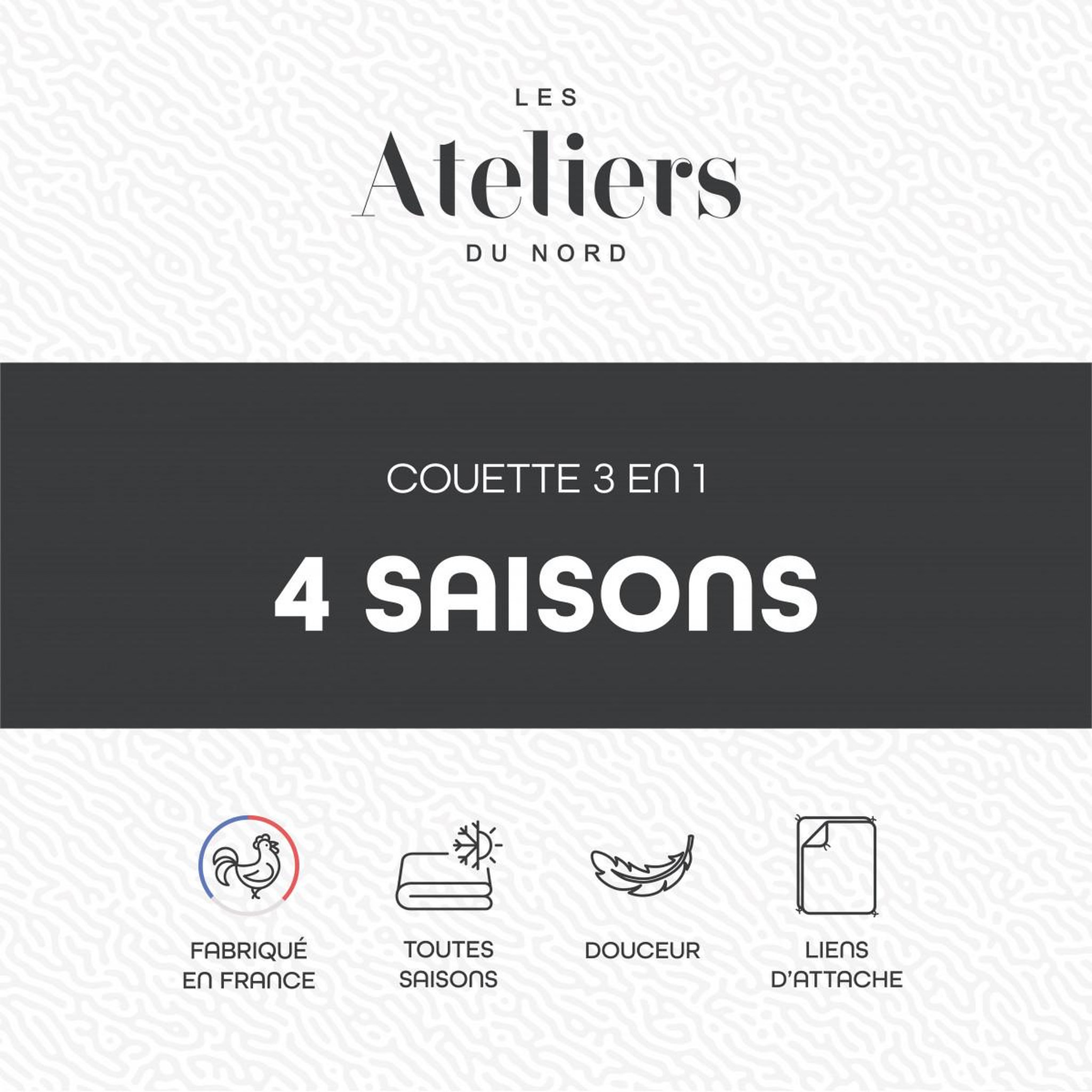 Voir la diapositive 4 : ATELIERS DU NORD Couette 4 saisons 3en1