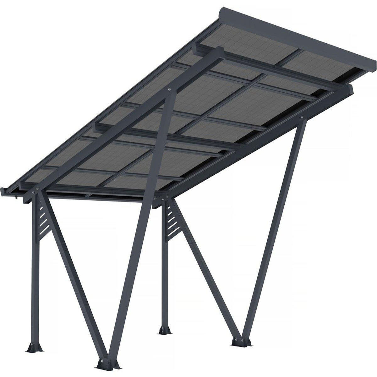 Habitat et Jardin Ombrière Carport solaire avec panneaux photovoltaïques - 366 x 575 x 366 cm - Gris - 4,1 kW