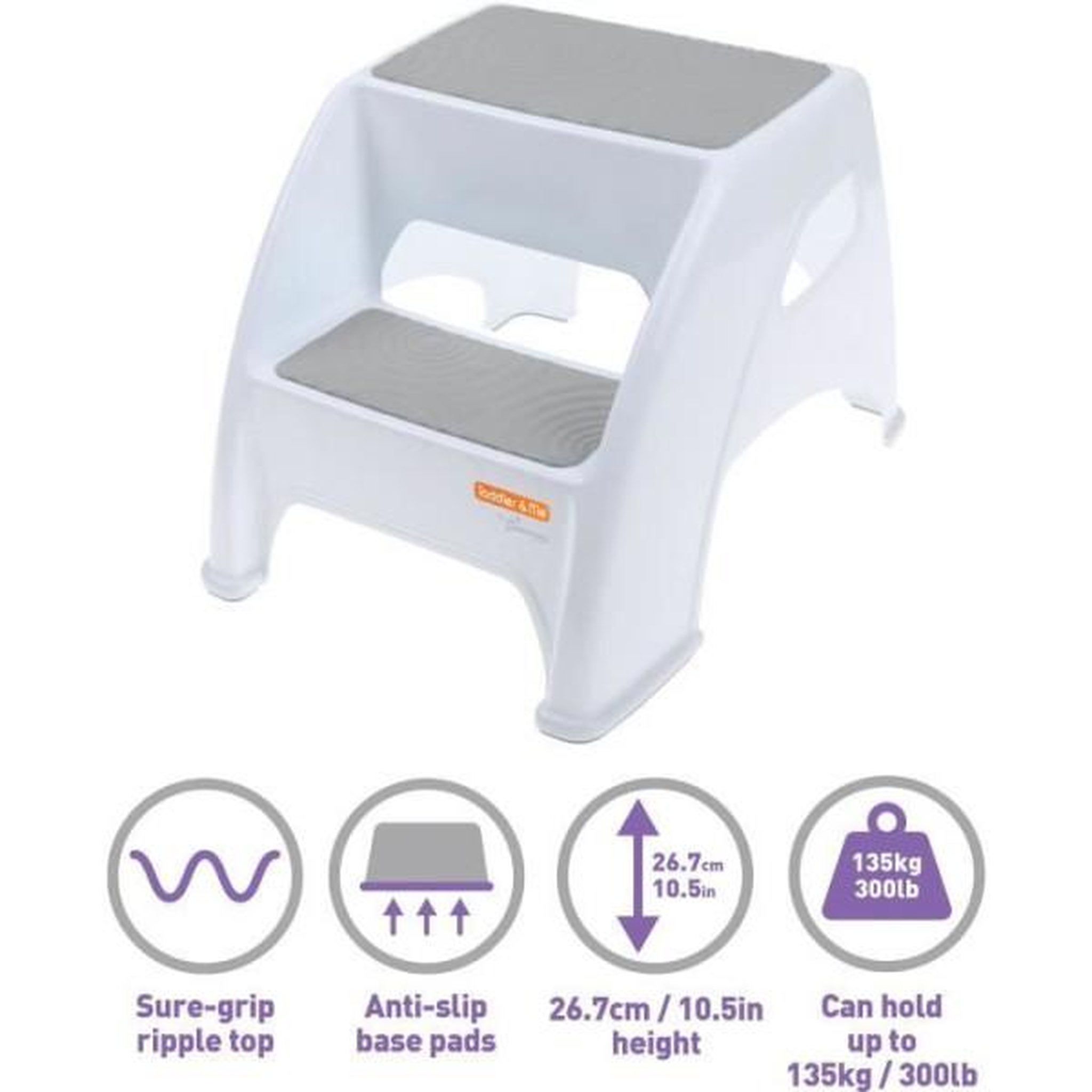 Voir la diapositive 2 : MARKET24 Transat - Anneau Tabouret marchepied - DREAMBABY - Toddler & Me 2 Up - Antidérapant et texturé - Jusqu'a 145kg pour les petits et les adultes -