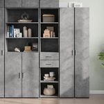 VIDAXL Buffet haut gris beton 40x42,5x185 cm bois d'ingenierie