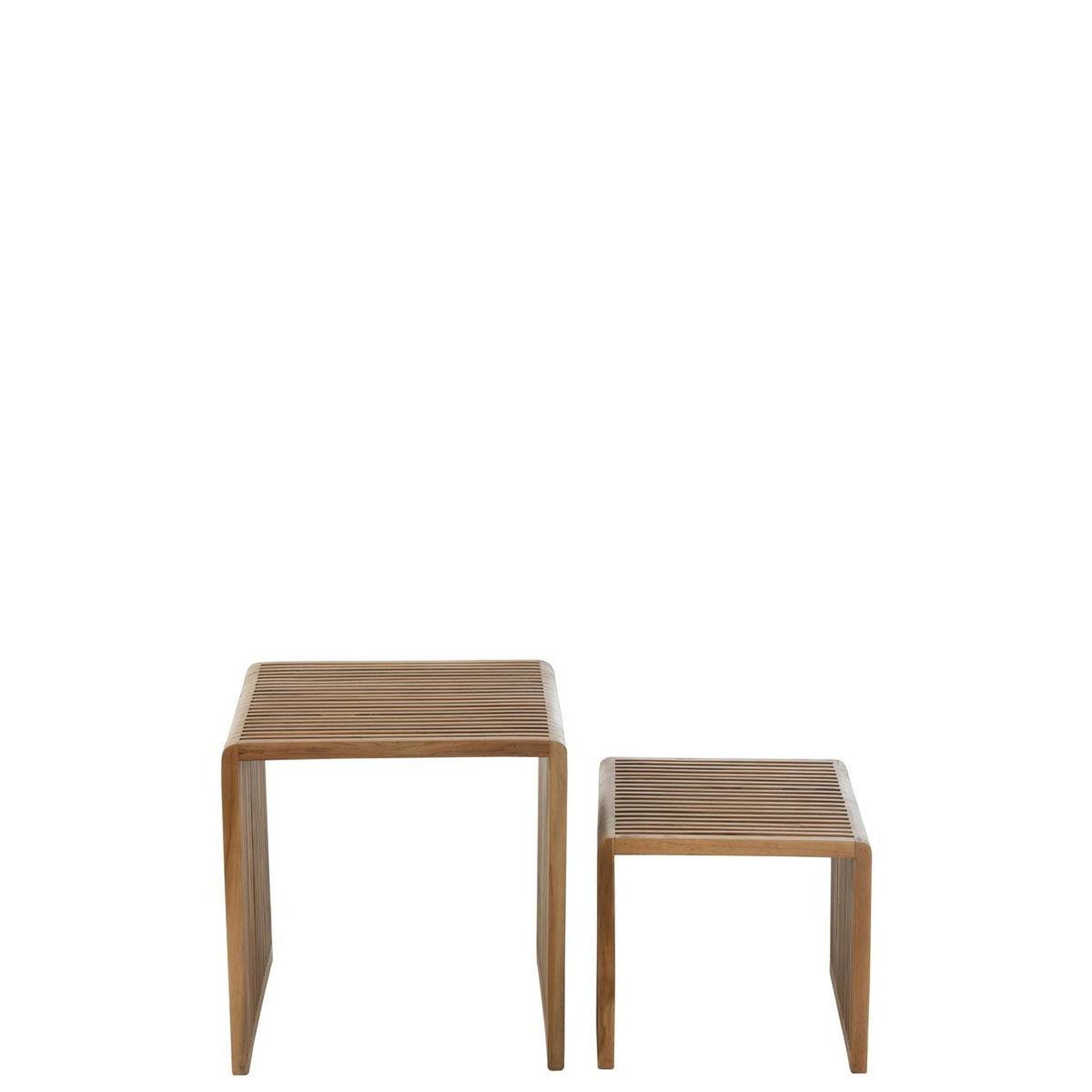Voir la diapositive 2 : J-LINE Lot de 2 tables basses en bois  teck  50cm naturel