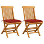 Voir la diapositive 1 : VIDAXL Chaises de jardin et coussins rouge lot de 2 Bois teck massif