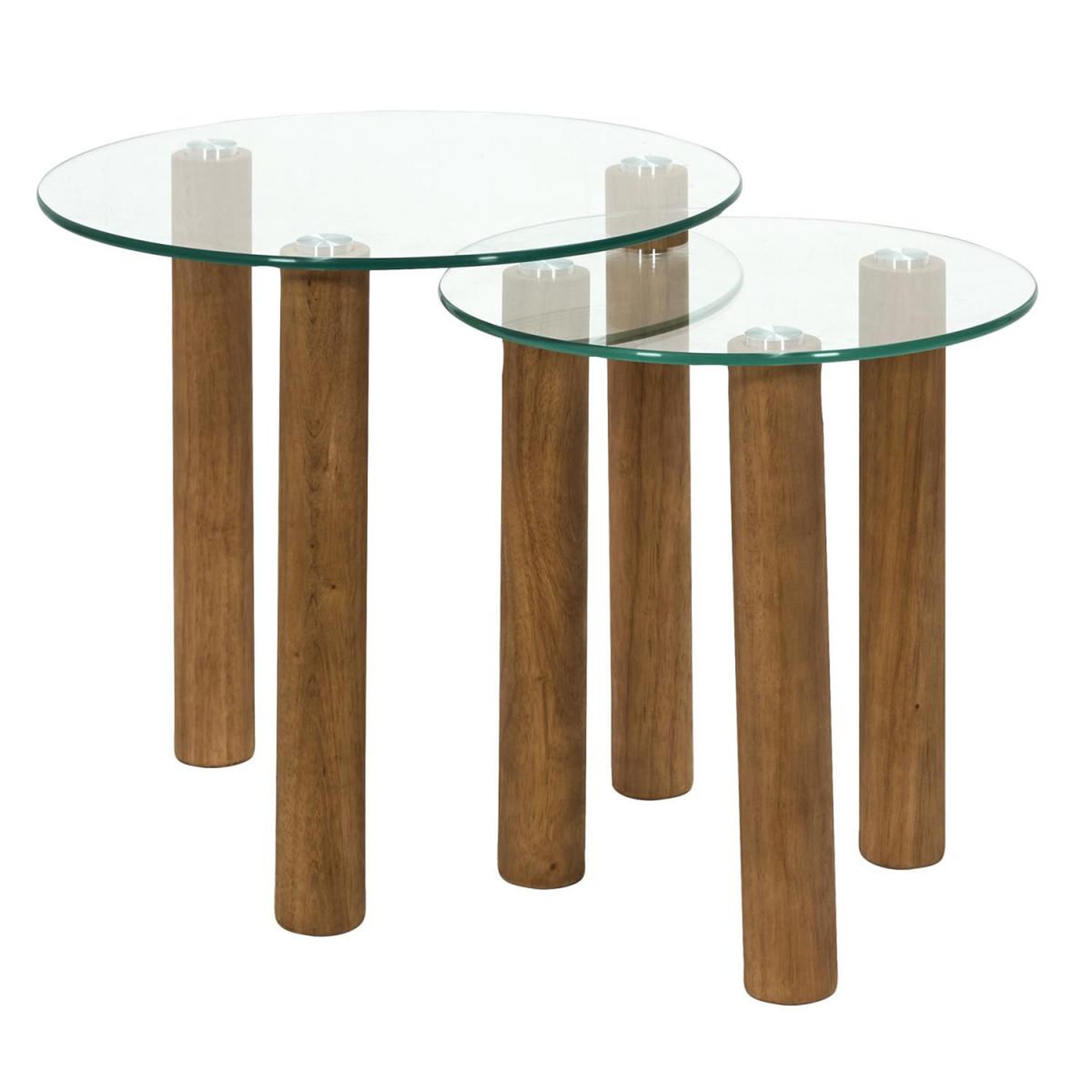 The Home Deco Factory Lot de 2 Tables Gigognes en Verre  Clara  50cm Transparent