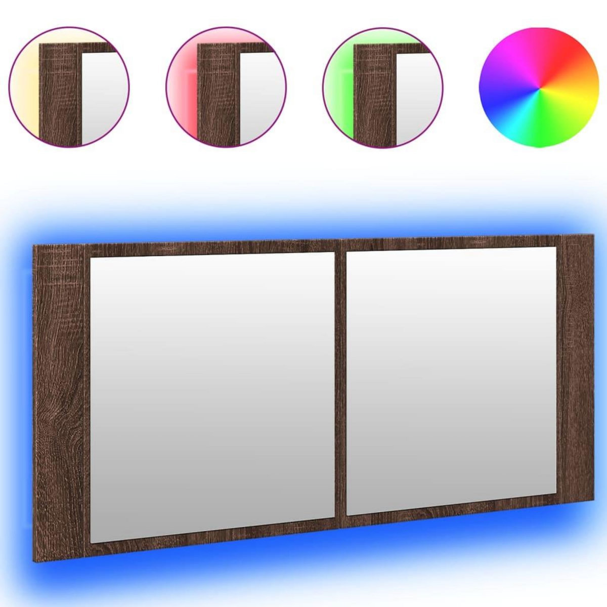 VIDAXL Armoire a miroir a LED de bain chene marron 100x12x45 cm