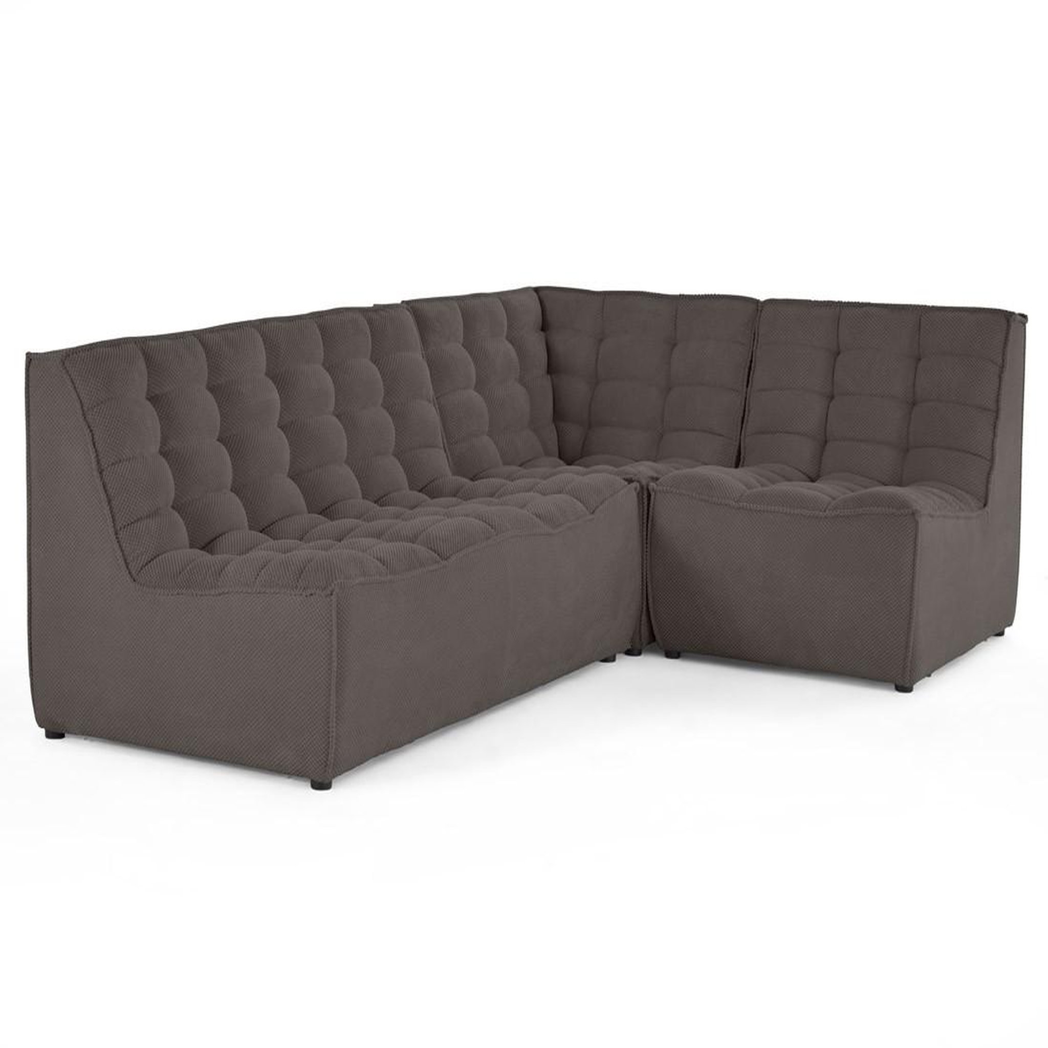 Voir la diapositive 5 : LISA DESIGN Ellie - canapé modulable d'angle réversible 4 places en velours texturé