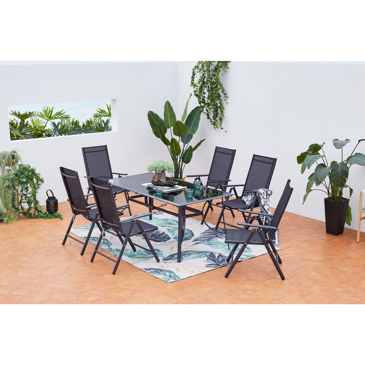 CONCEPT USINE Table de jardin et 6 chaises en aluminium RIMINI