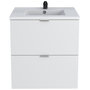 Voir la diapositive 1 : Meuble de salle de bain sous vasque avec vasque encastrée 2 tiroirs, 60cm FARO blanc
