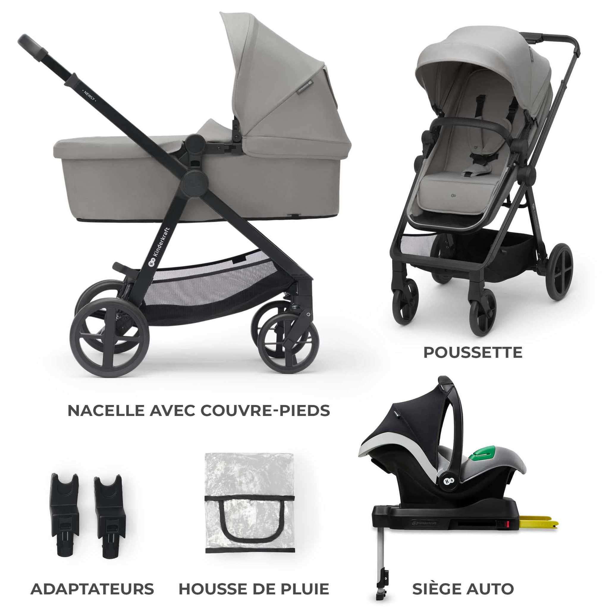 Voir la diapositive 2 : KINDERKRAFT Poussette 4en1 newly pratique et confortable