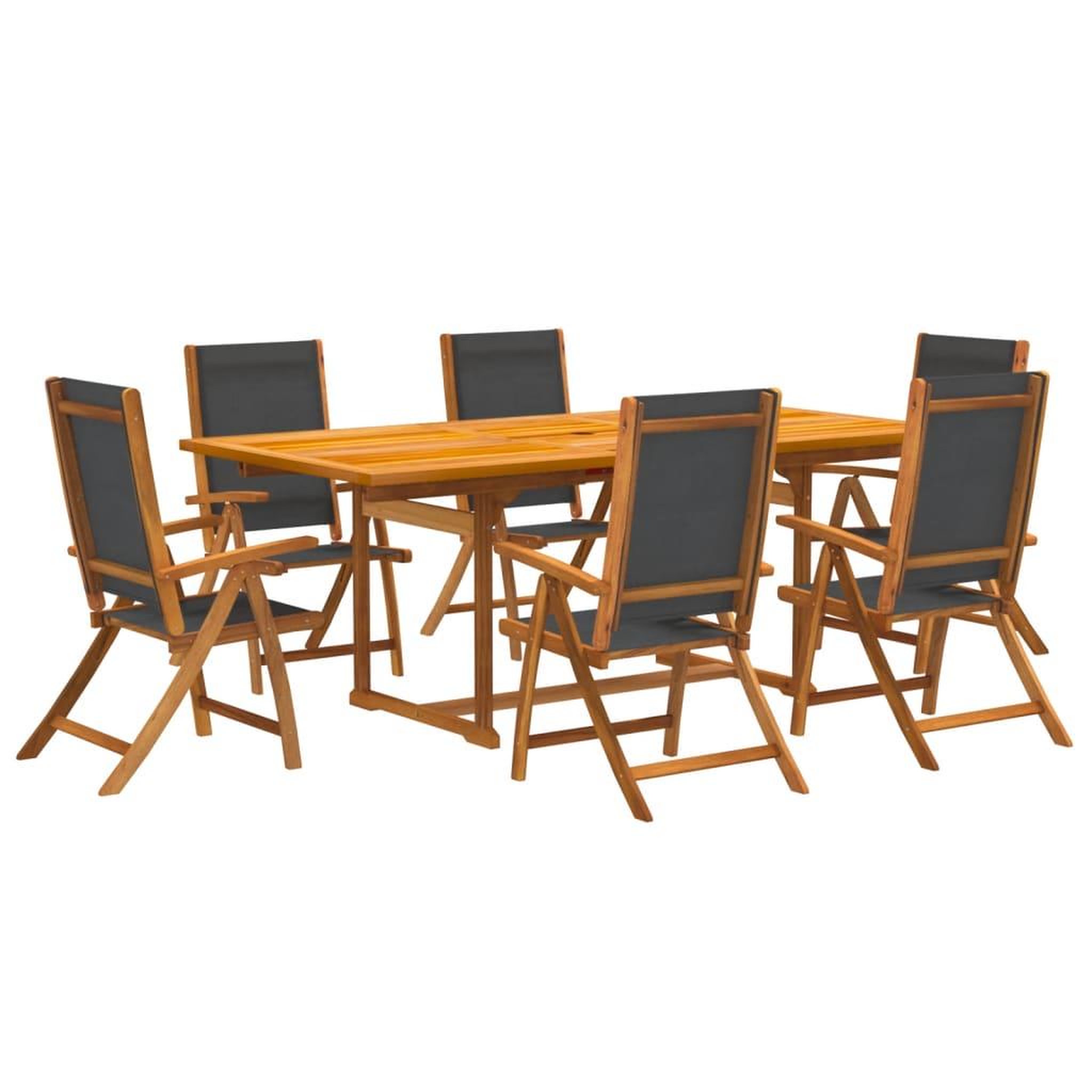 Voir la diapositive 2 : VIDAXL Ensemble a Manger de jardin 7pcs bois d'acacia solide textilene