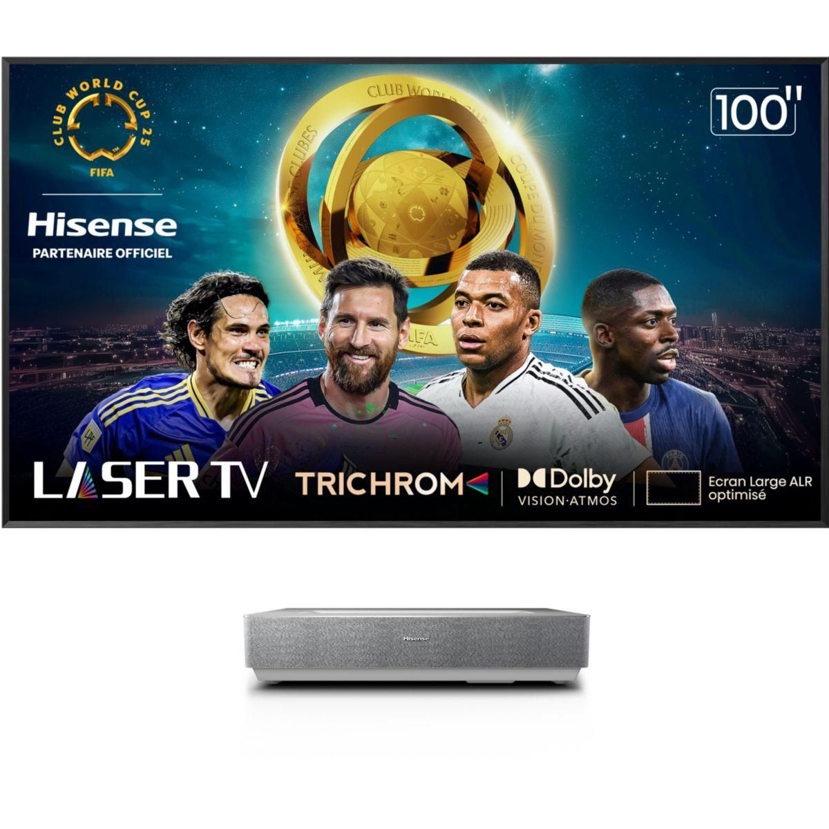 Hisense Vidéoprojecteur home cinéma 100L5ND Laser TV + écran ALR FRESNEL