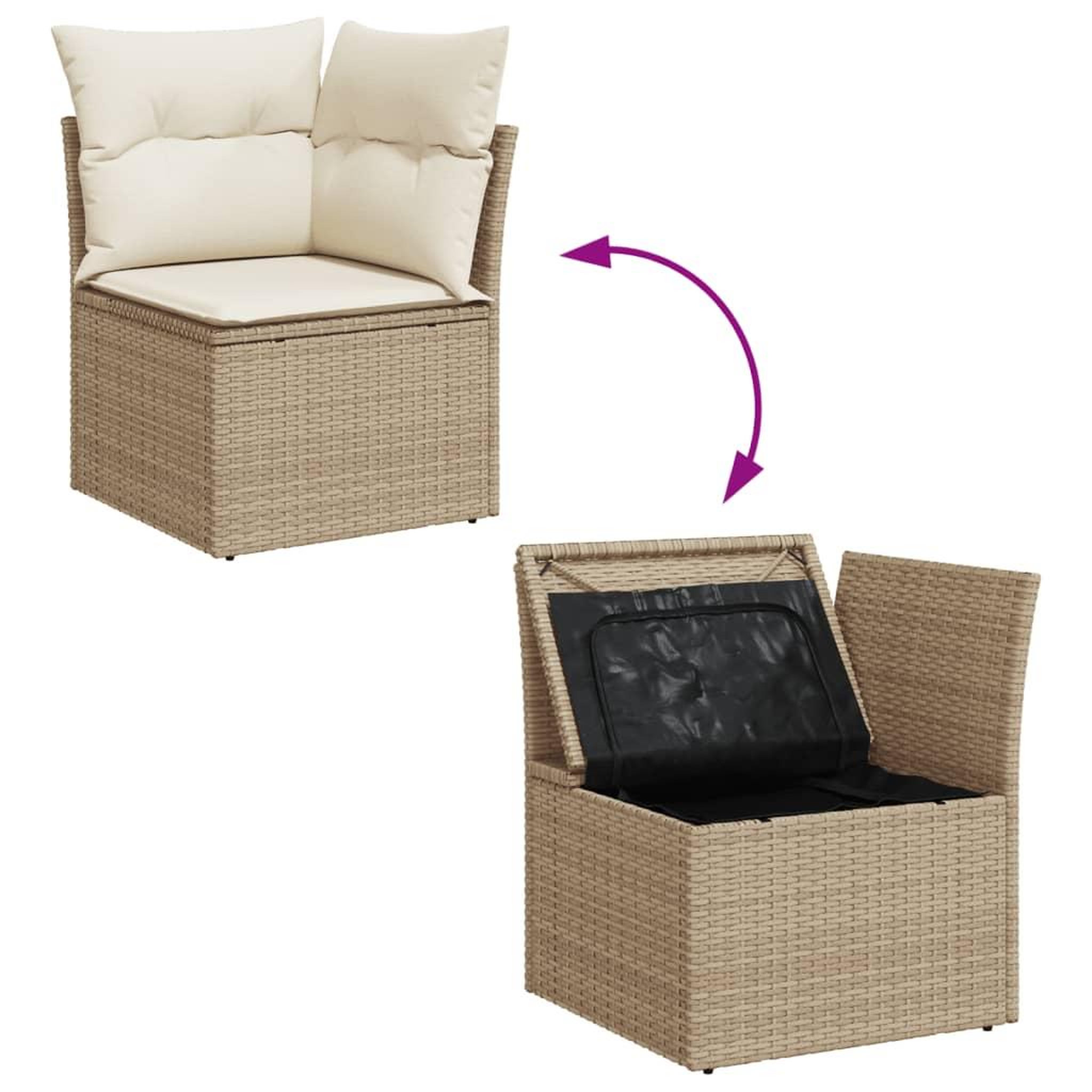 Voir la diapositive 4 : VIDAXL Salon de jardin avec coussins 9 pcs beige resine tressee