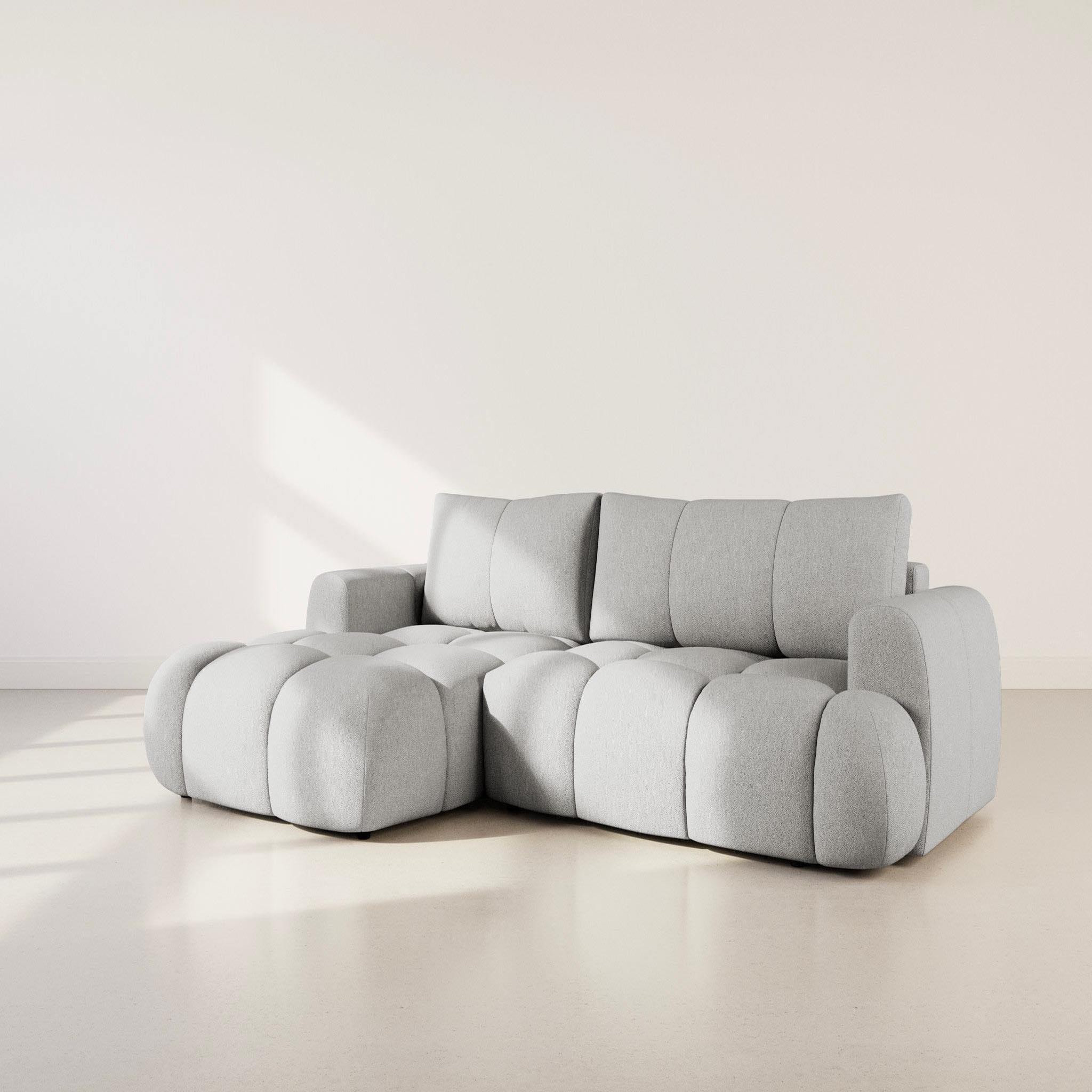 Voir la diapositive 3 : BEST MOBILIER Yulin - canapé d'angle gauche 4 places convertible avec coffre en tissu bouclette