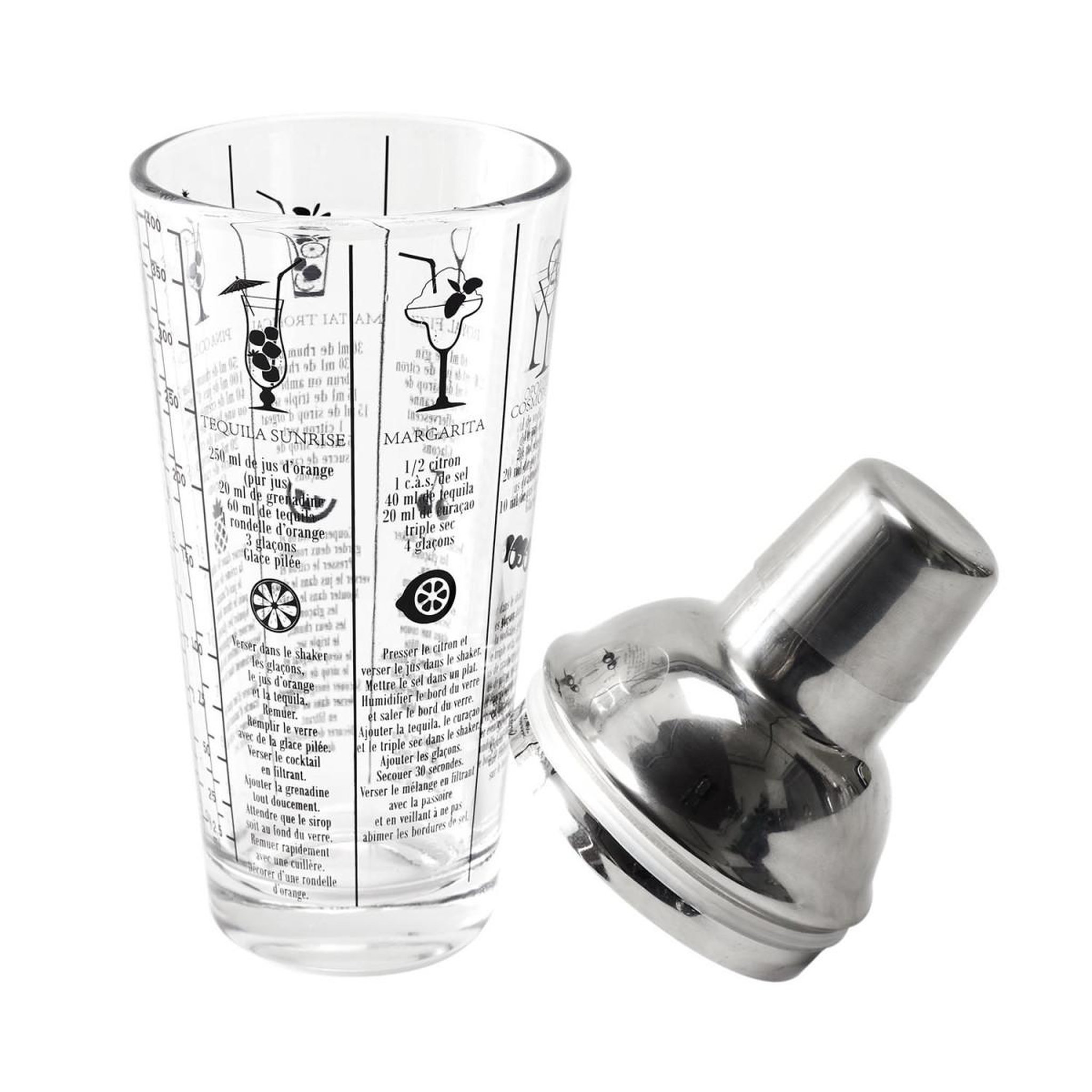 Voir la diapositive 3 : COOK CONCEPT Shaker cocktail verre  recettes  450ml transparent