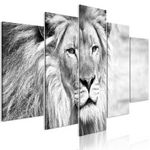 Paris Prix Tableau 5 Panneaux  The King of Beasts Wide Black & White. Coloris disponibles : Multicolore