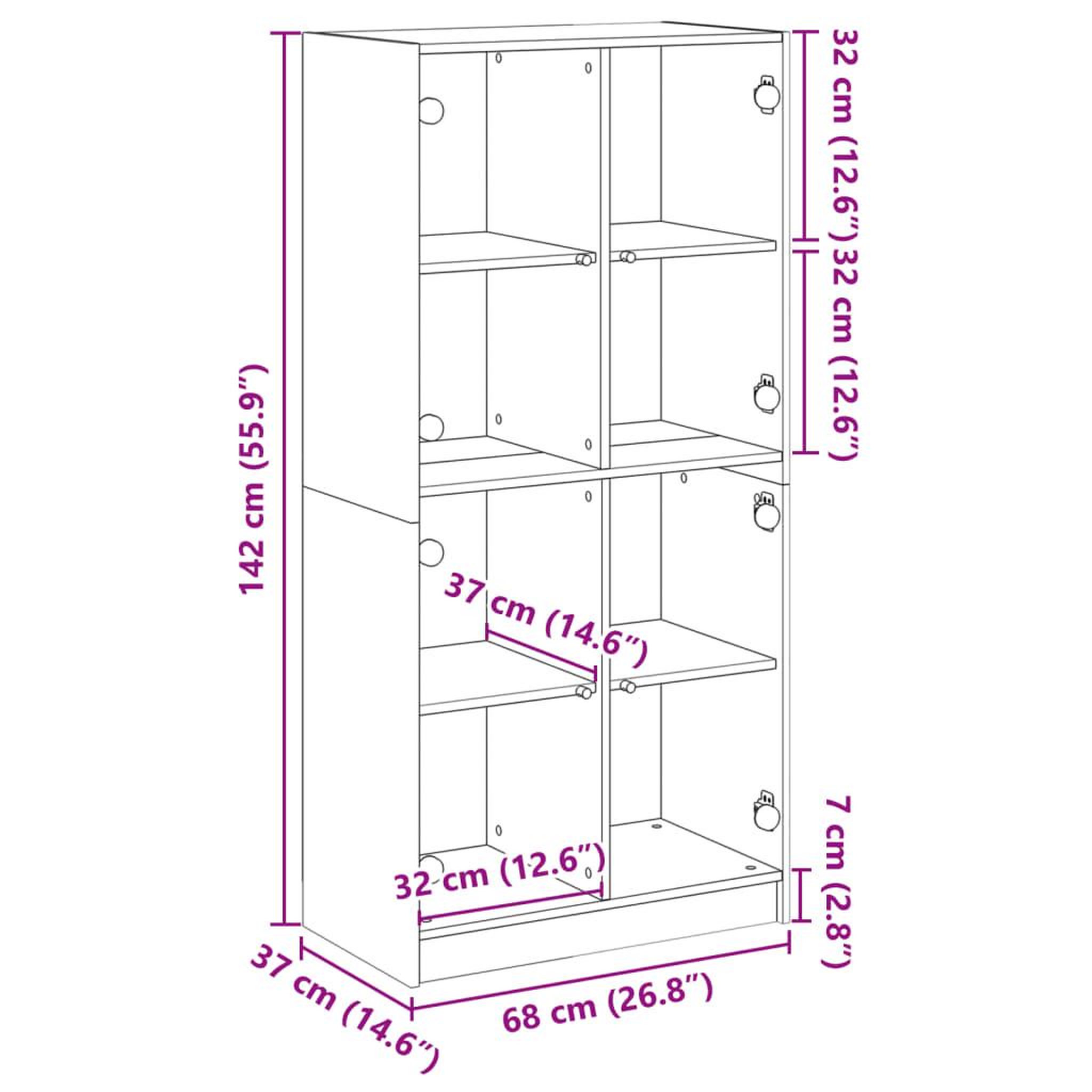 Voir la diapositive 6 : VIDAXL Buffet haut avec portes gris beton 68x37x142 cm bois ingenierie