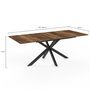 Voir la diapositive 6 : ID MARKET Table à manger extensible rectangle ALIX plateau HAWKINS 6-10 personnes bois foncé et noir 160-200 cm