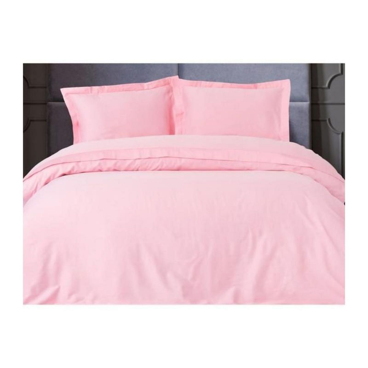 GENERIQUE Parure de lit - 129CTN63977 - 1 housse de couette 220 x 240 cm + 2 taies d'oreiller 60 x 60 cm - Satiné 100% coton - Rose