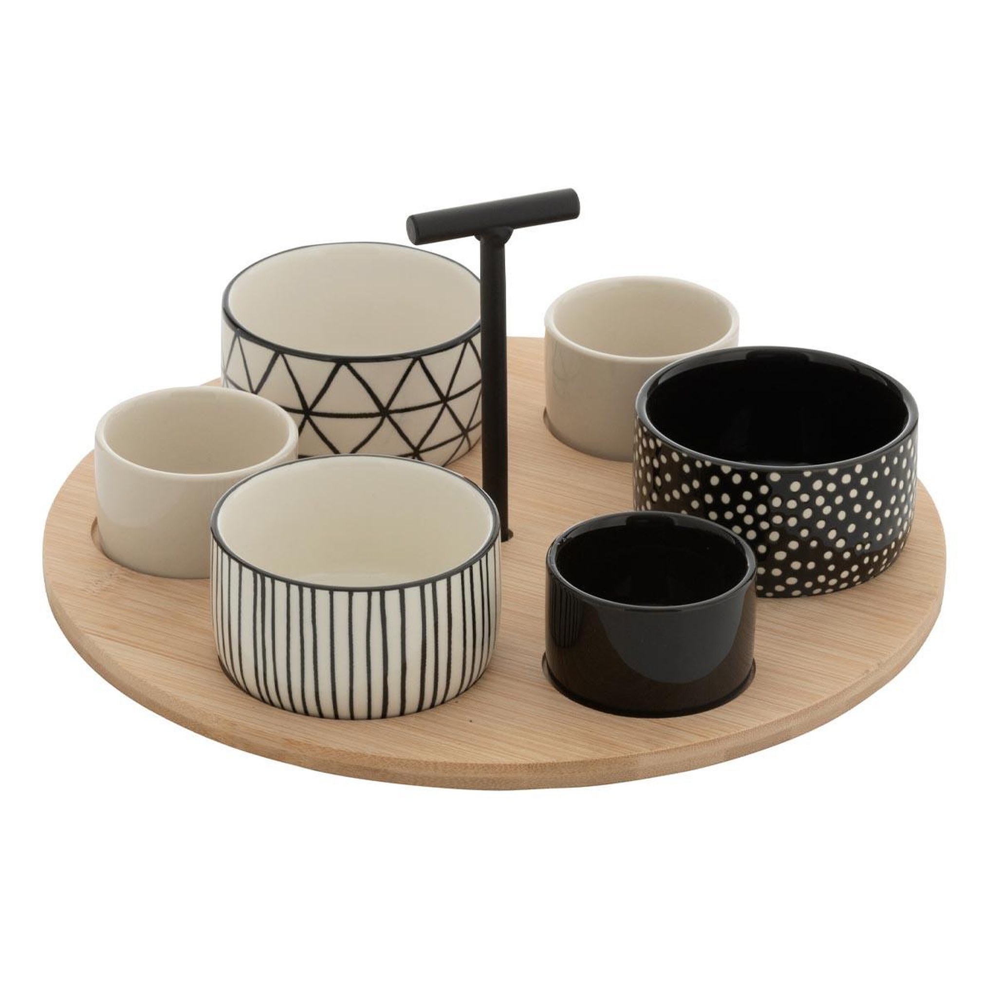 J-LINE Service apéritif 7 pièces  avery  29cm noir & blanc