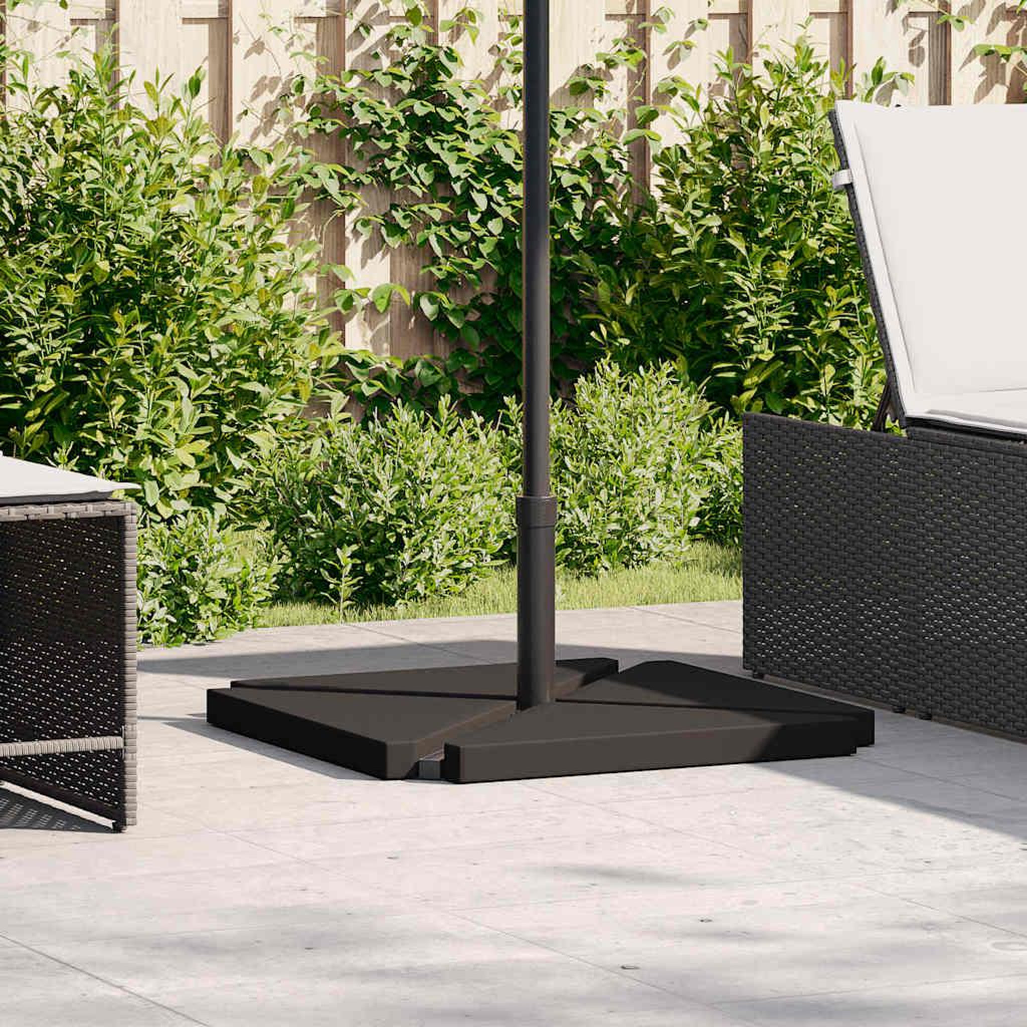 Voir la diapositive 4 : VIDAXL Plaques de poids de parasol 4 pcs triangulaire granit noir 14kg