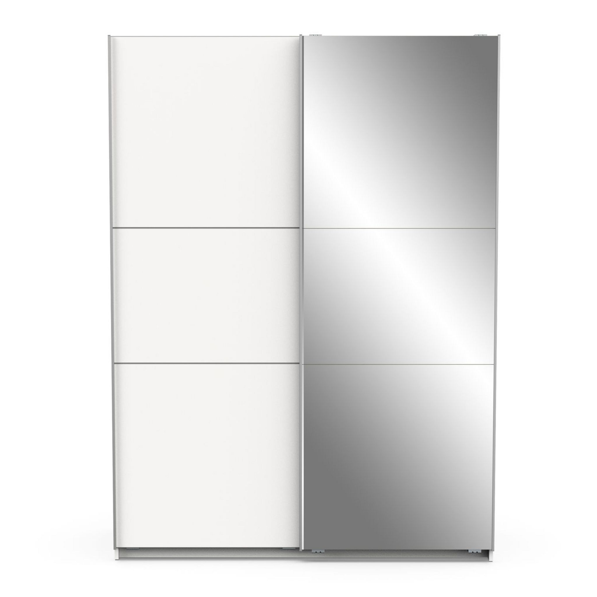 Armoire 2 portes coulissantes 1 miroir L150cm THIBAULT. Coloris disponibles : Blanc, Bois