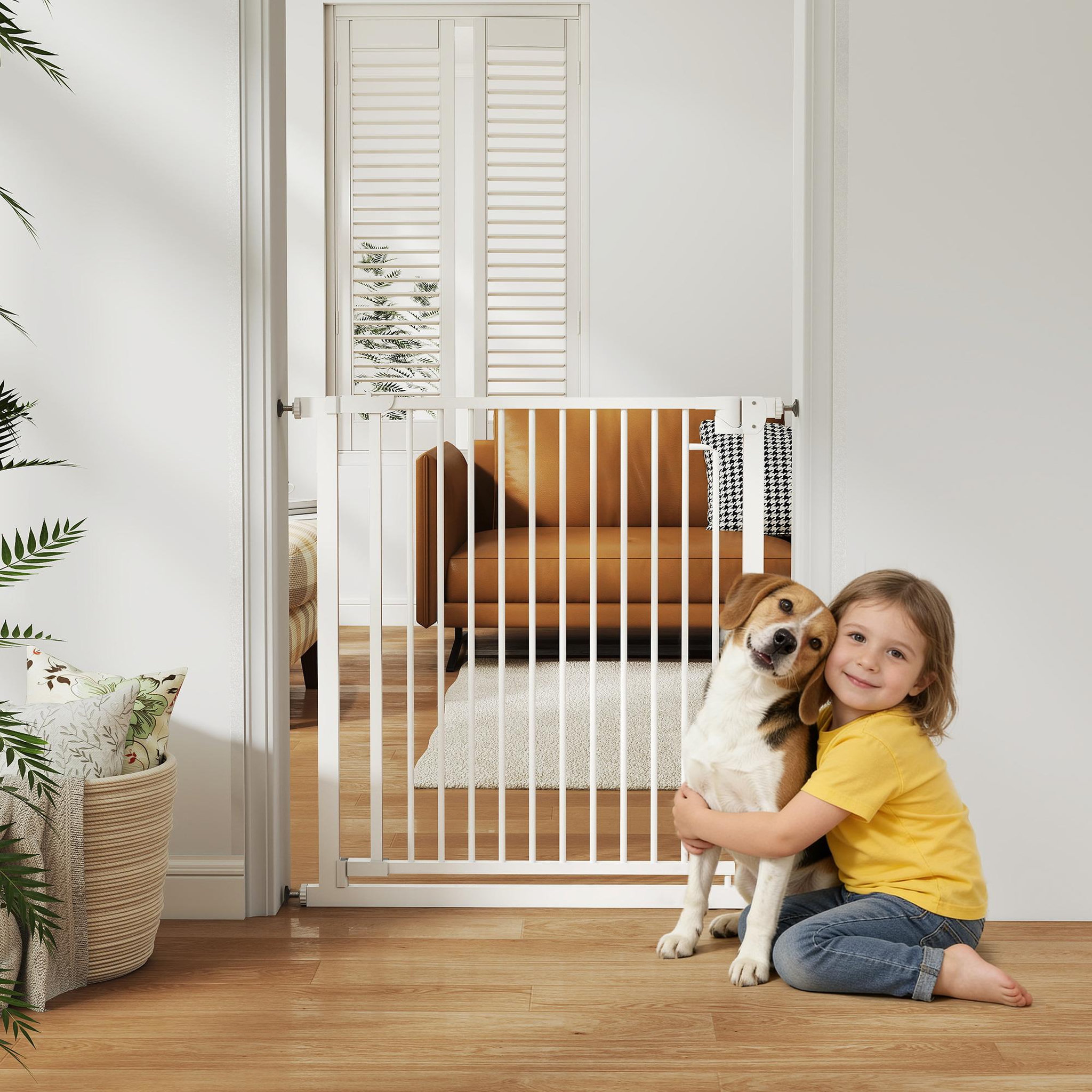 Voir la diapositive 4 : PAWHUT Barrière de sécurité chien largeur réglable 76-80 cm acier blanc